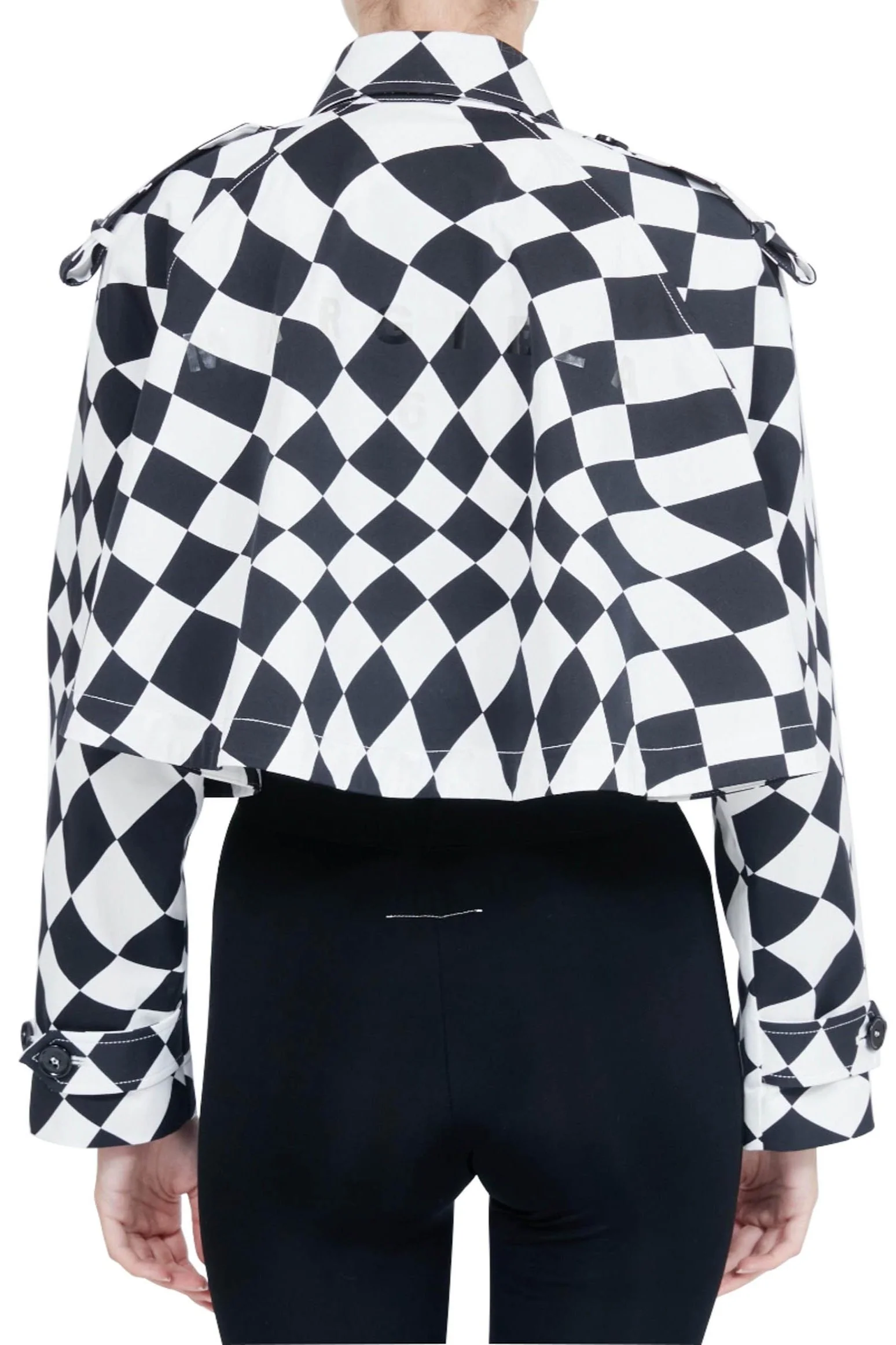 MM6 MAISON MARGIELA Distorted Chess Print Trench Jacket