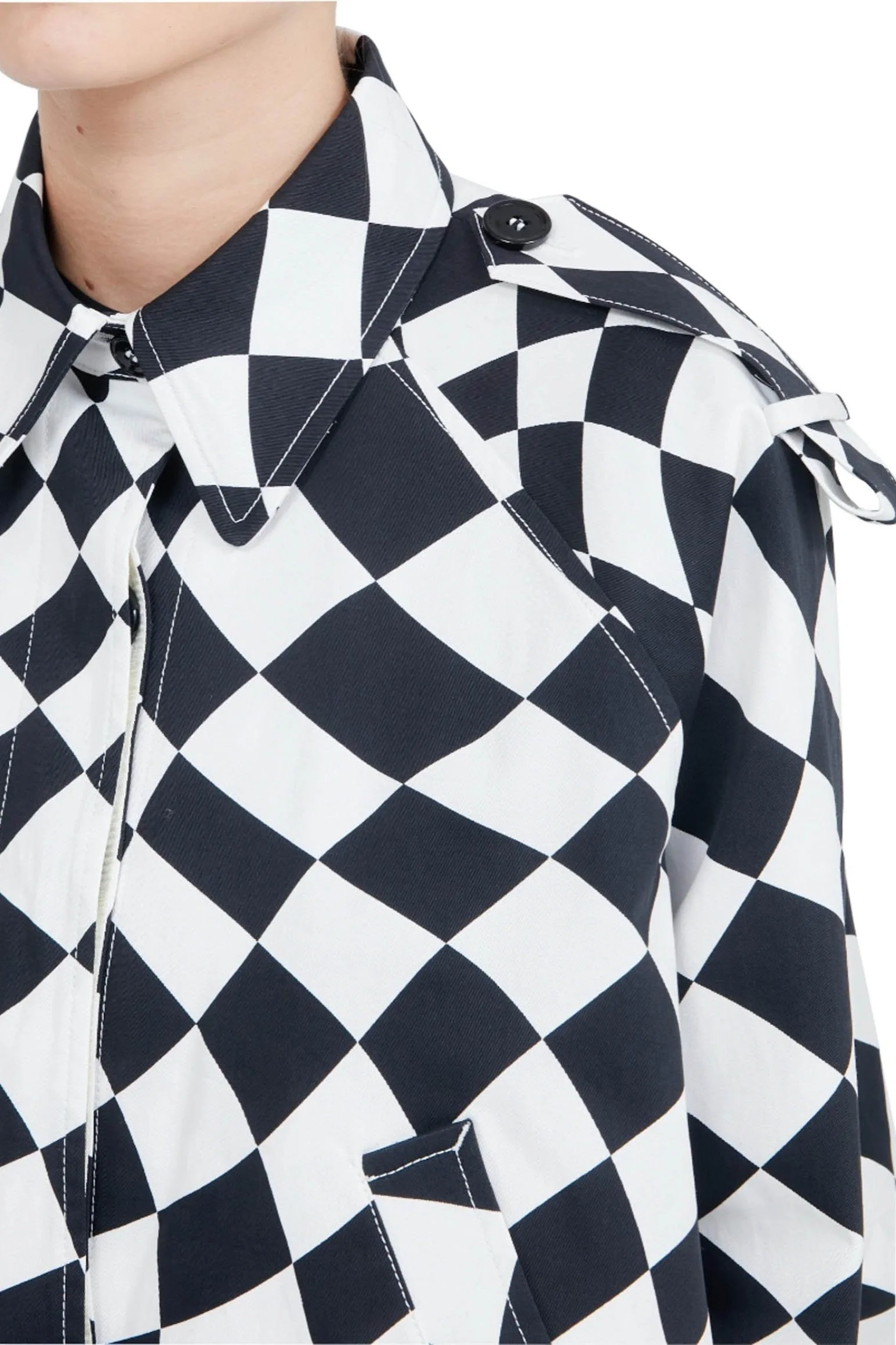 MM6 MAISON MARGIELA Distorted Chess Print Trench Jacket