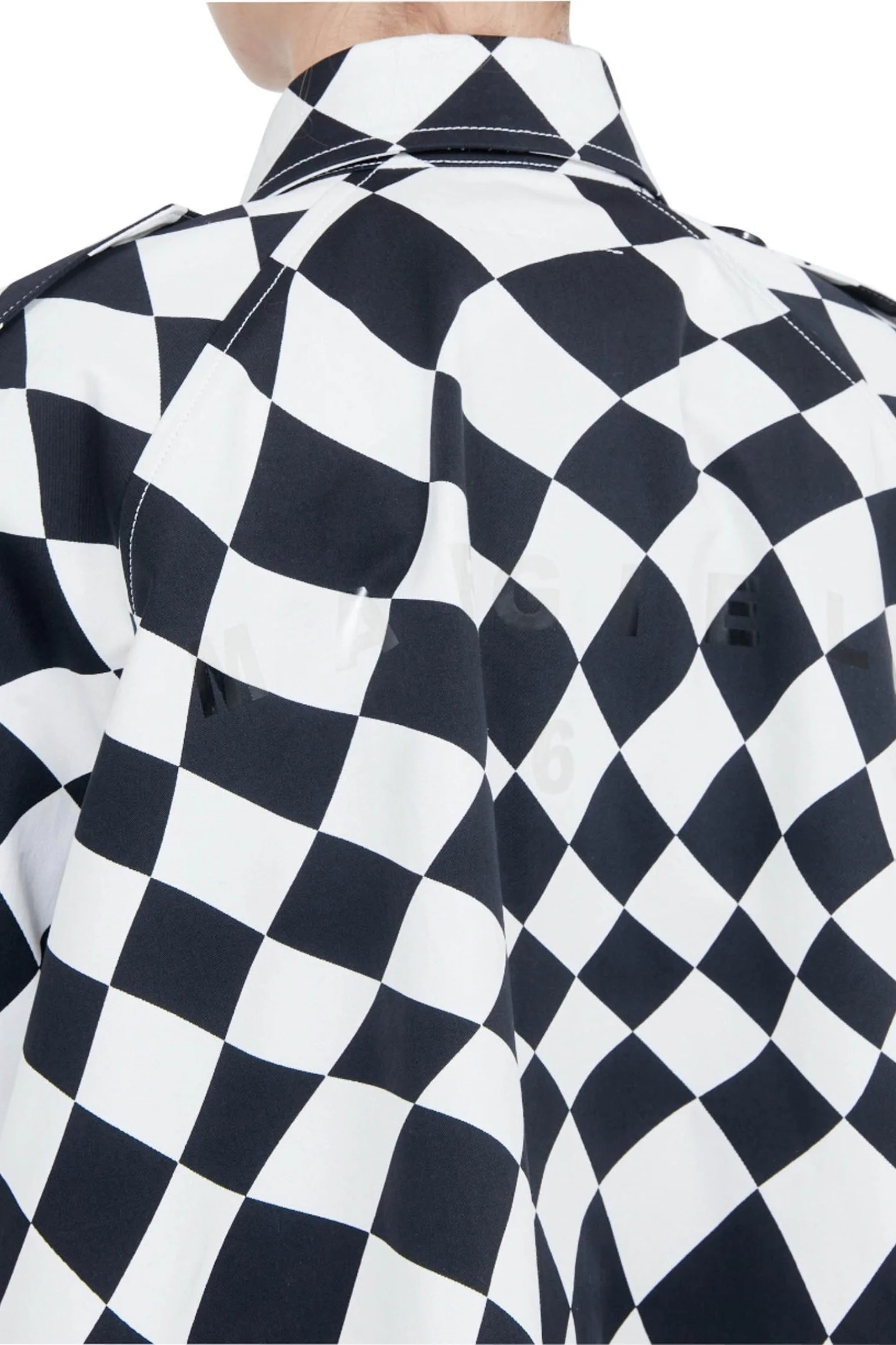 MM6 MAISON MARGIELA Distorted Chess Print Trench Jacket