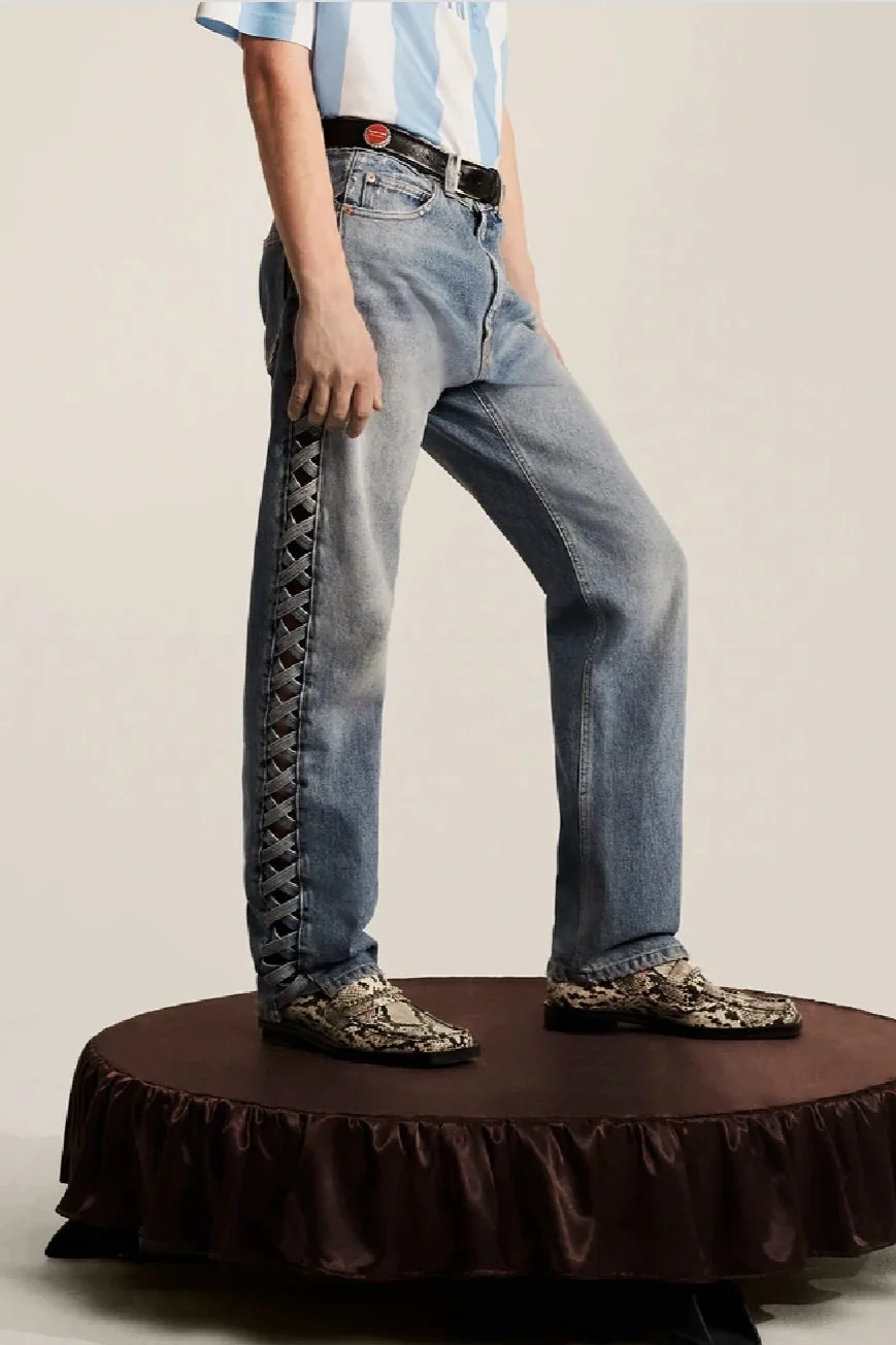 MARTINE ROSE Cross Hatch Jeans — SLOW 