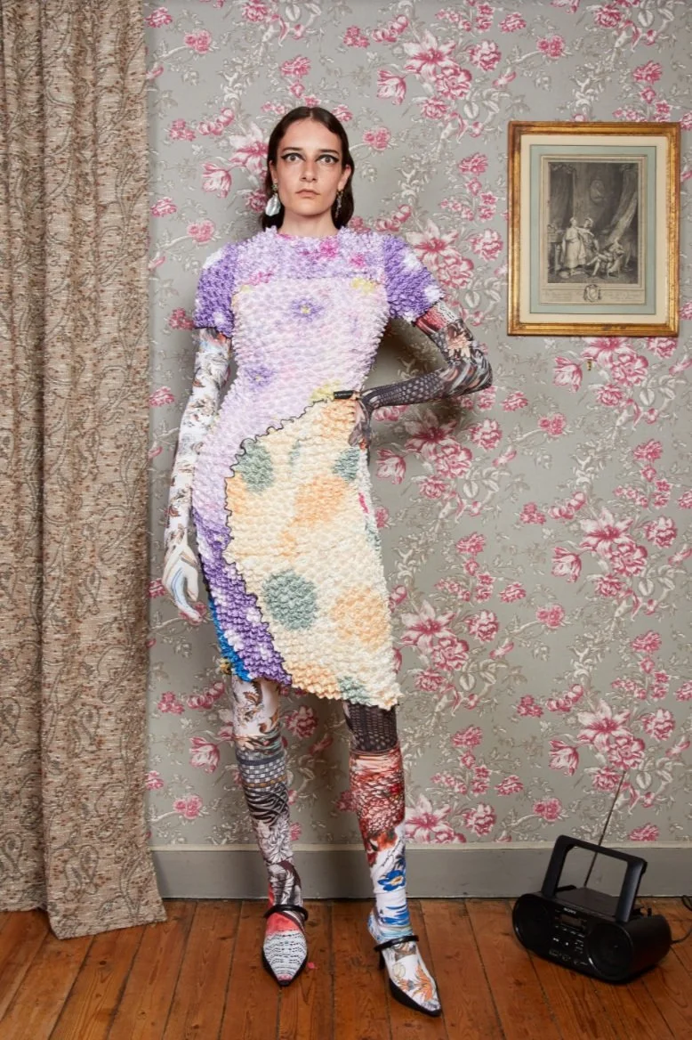 MARINE SERRE Popcorn-Mix Hybrid Dress