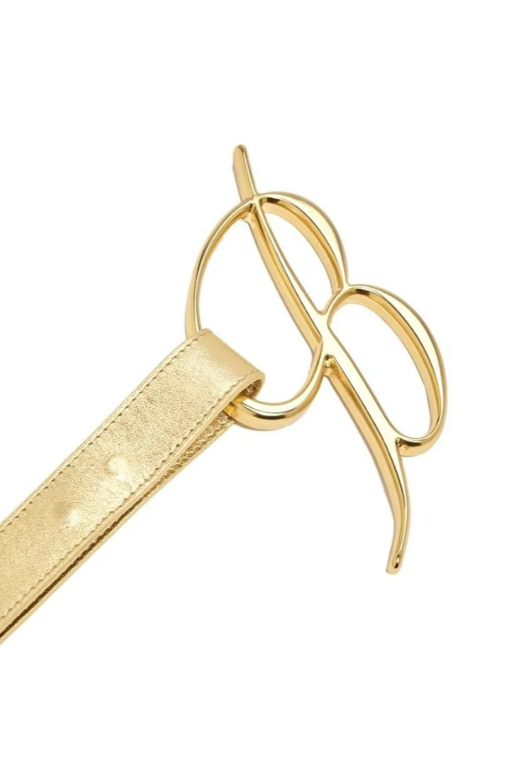 BLUMARINE Gold Logo Buckle Belt