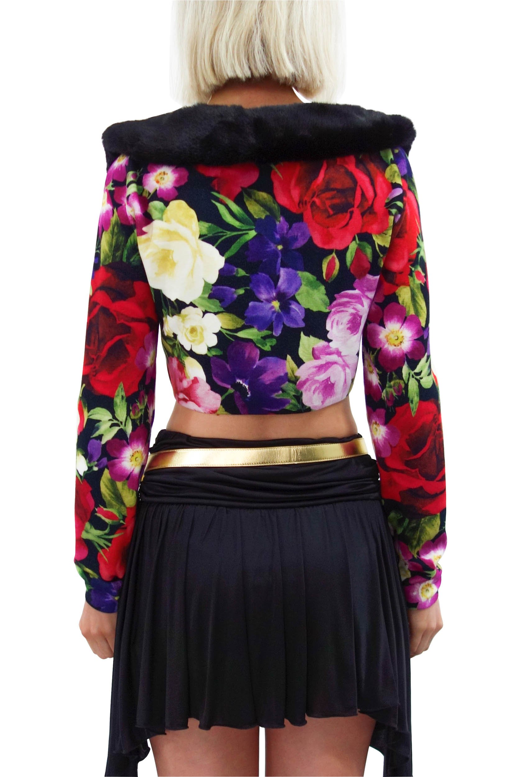 BLUMARINE Printed Eco-Fur Collar Cardigan