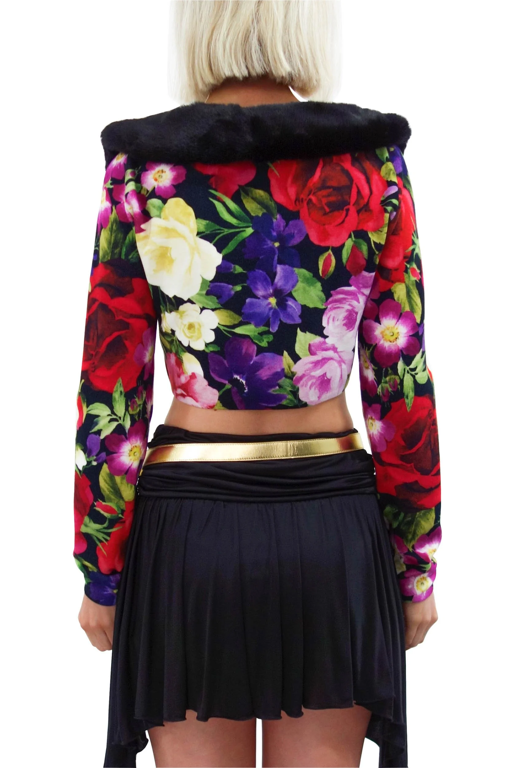 BLUMARINE Printed Eco-Fur Collar Cardigan