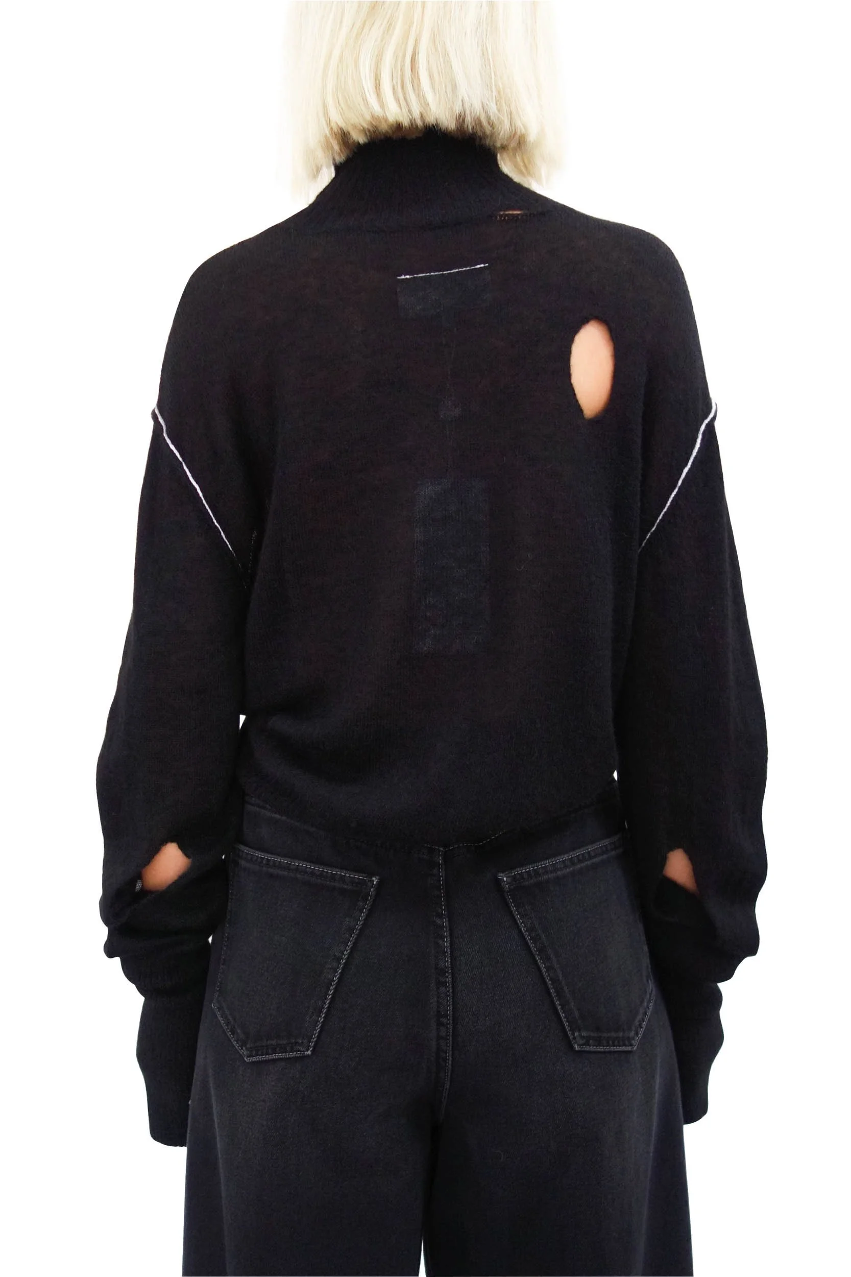 MM6 MAISON MARGIELA Black Distressed Turtleneck