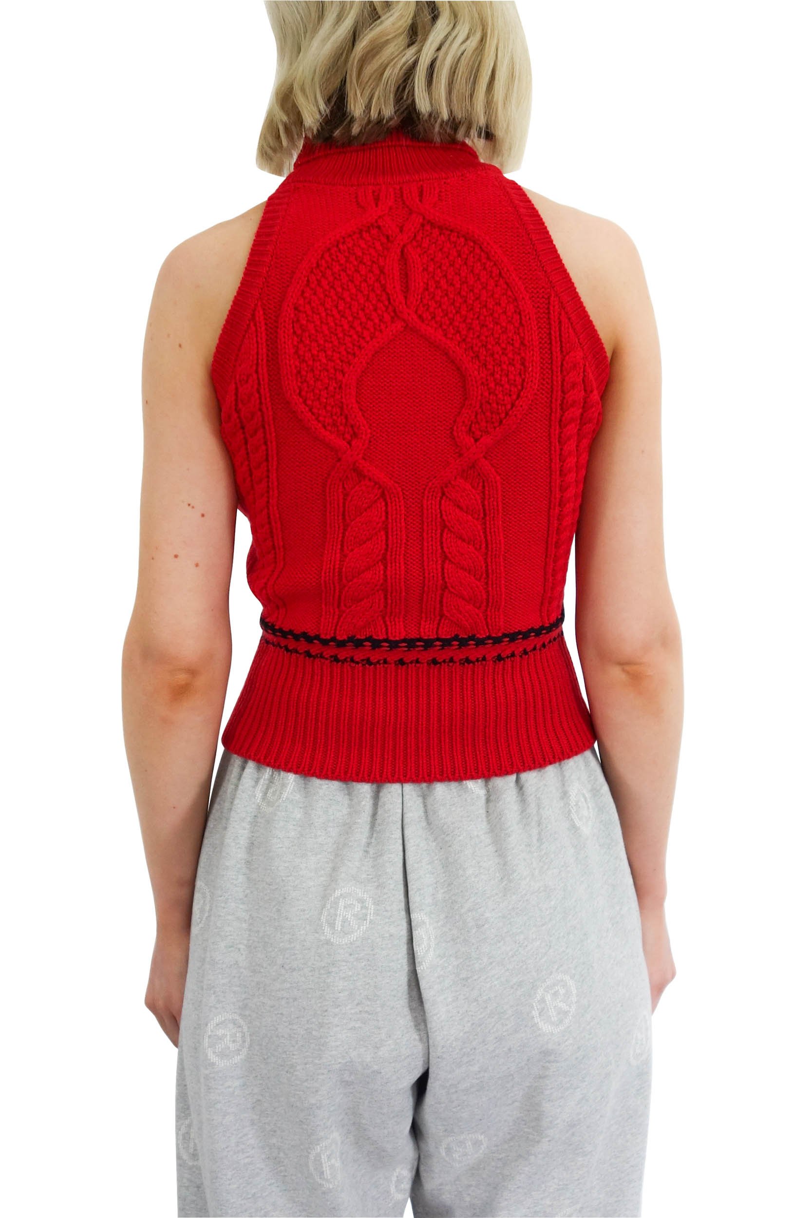 MARINE SERRE Cable Knit Sleeveless Turtleneck