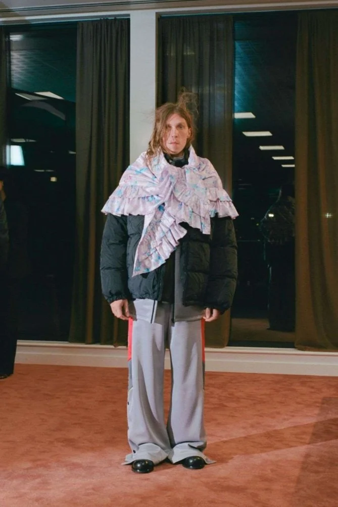 MARTINE ROSE Quilted Double Frill Scarf