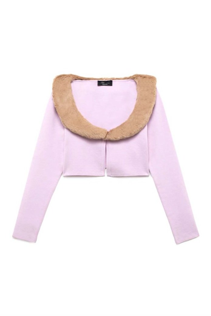BLUMARINE Eco Fur Collar Cardigan