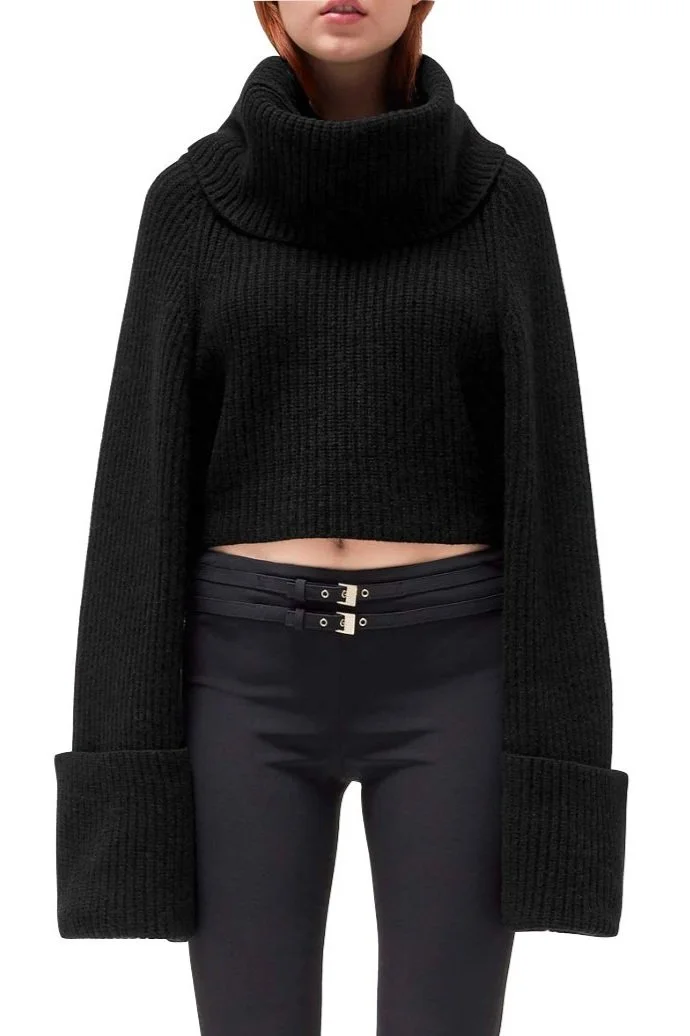 BLUMARINE Black Turtleneck Knit Sweater