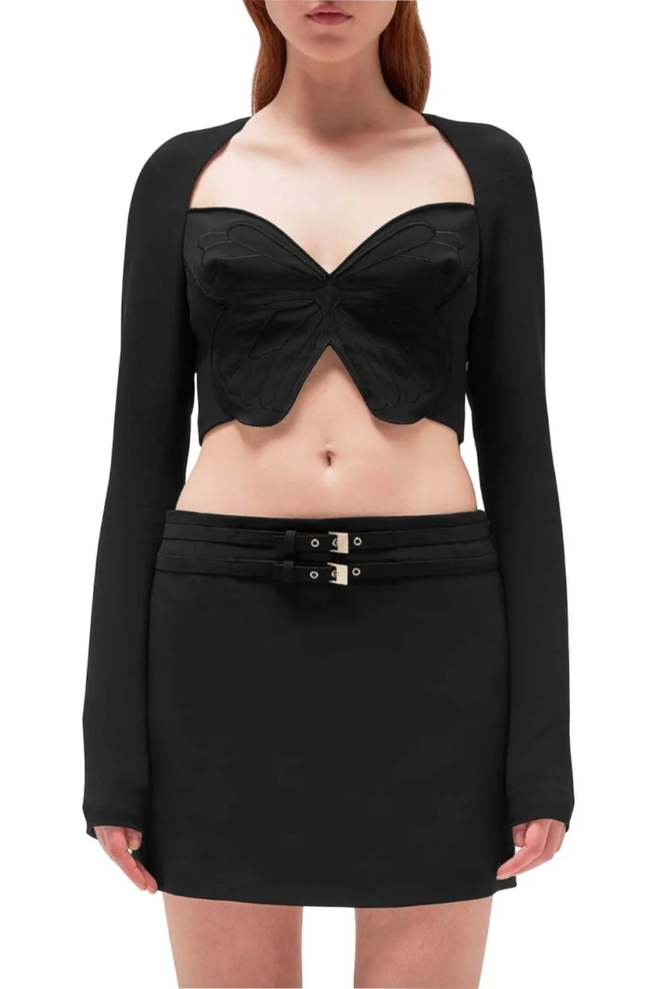 BLUMARINE Long Sleeve Butterfly Top