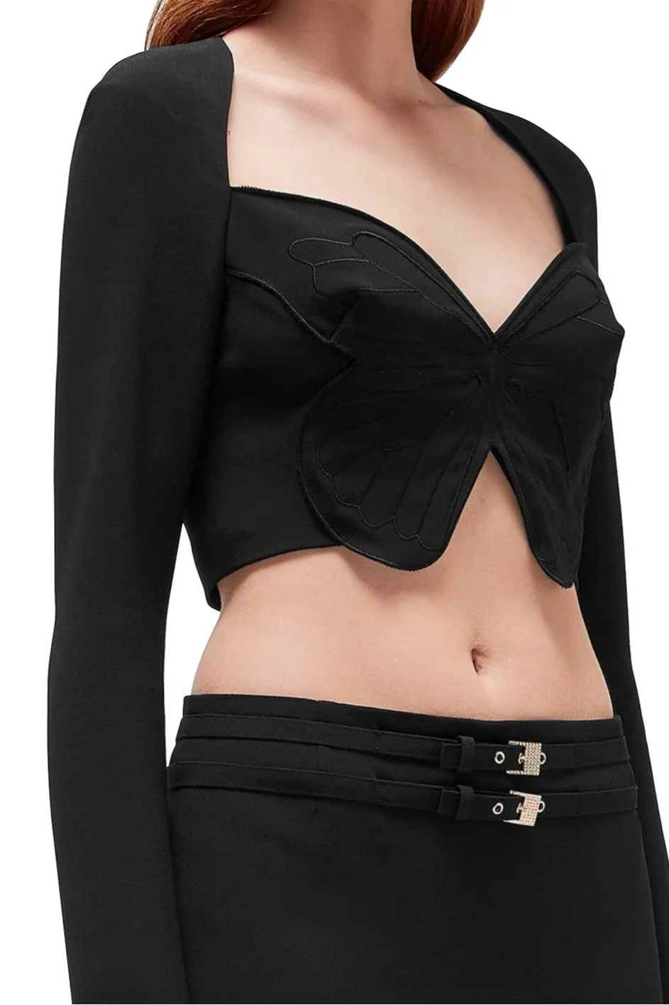 BLUMARINE Long Sleeve Butterfly Top