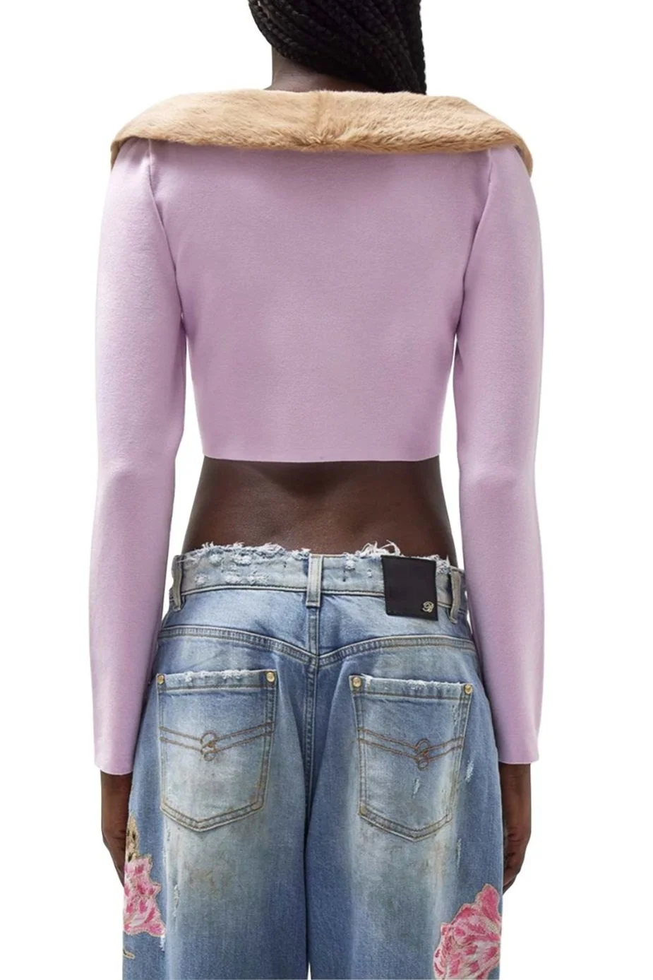 BLUMARINE Eco Fur Collar Cardigan