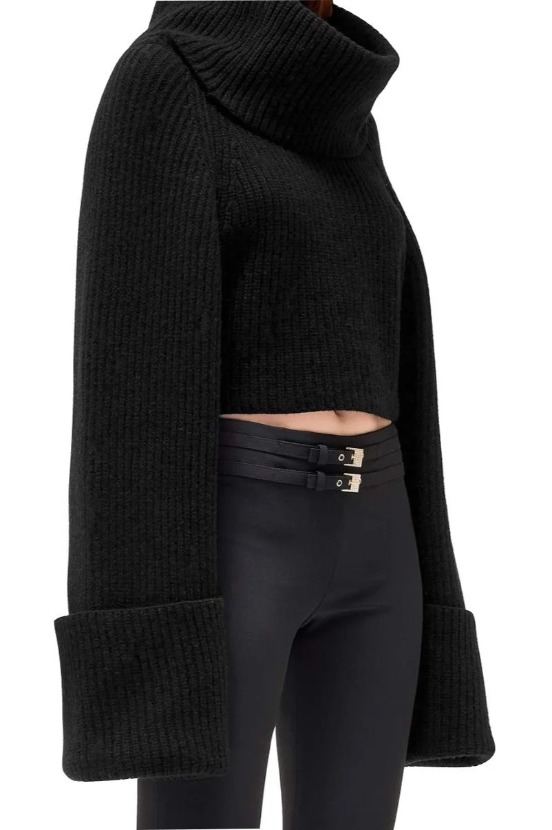 BLUMARINE Black Turtleneck Knit Sweater