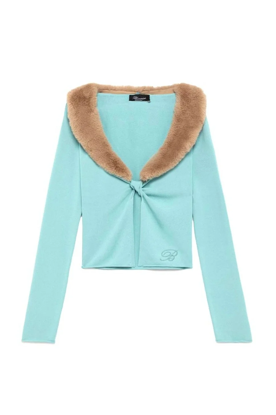 BLUMARINE Twisted Eco-Fur Collar Cardigan