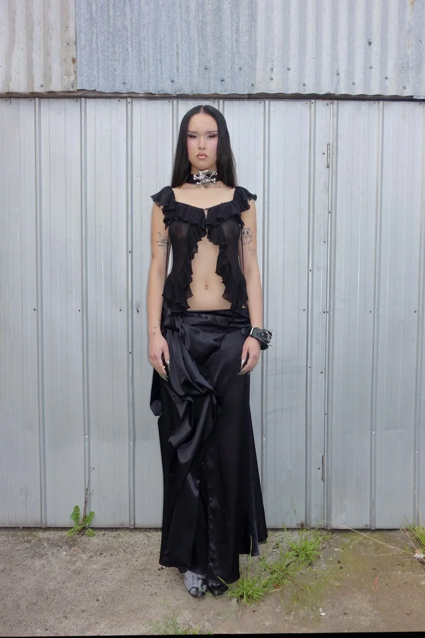 BLUMARINE Black Ruffled Top