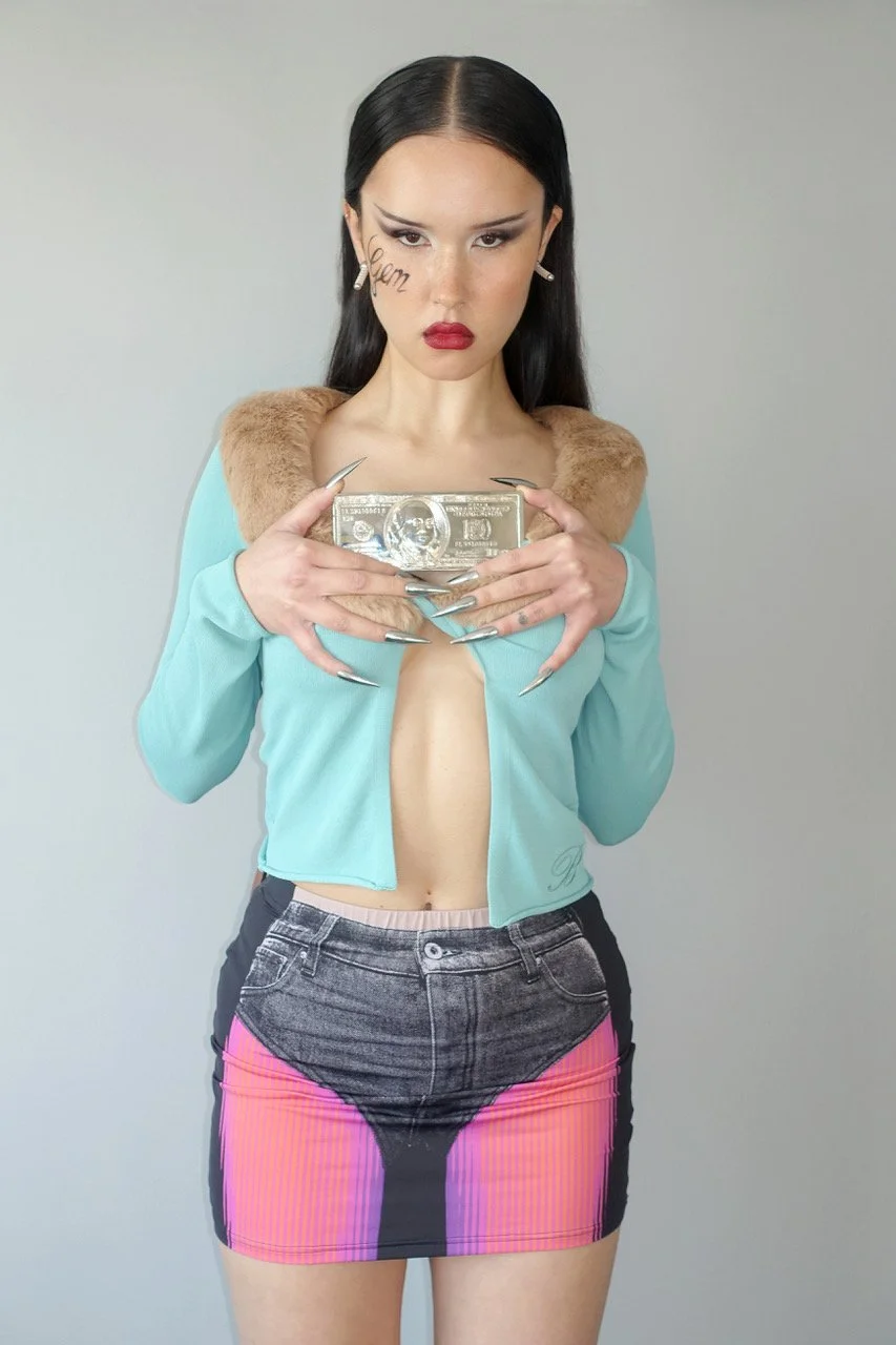 BLUMARINE Twisted Eco-Fur Collar Cardigan