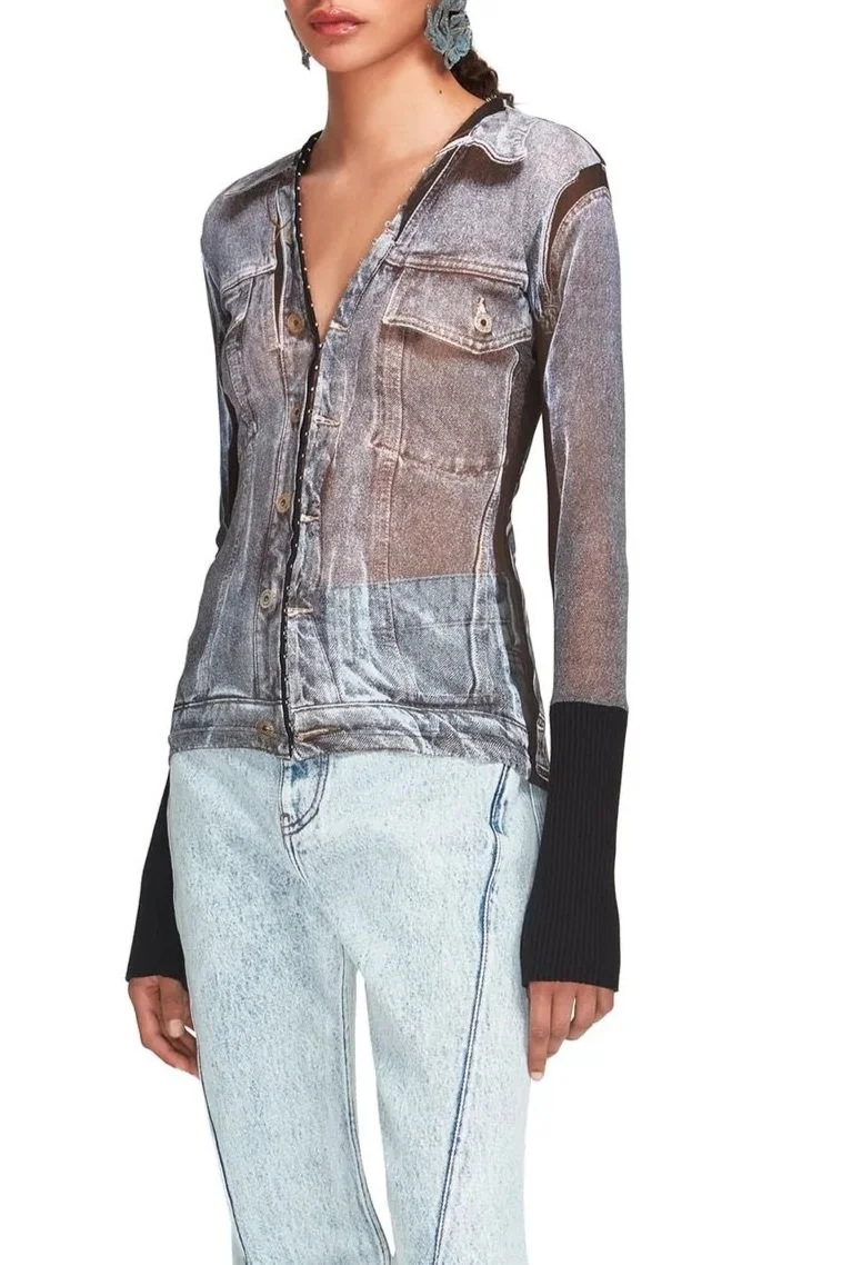 Y/PROJECT Trompe L'oeil Denim Hook & Eye Top