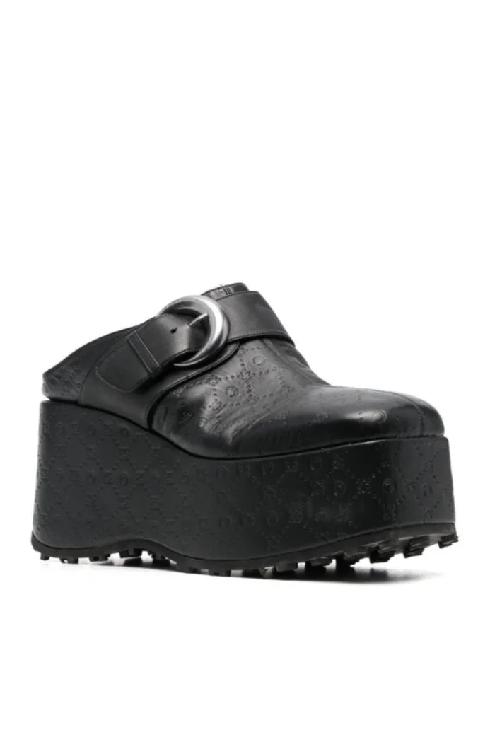 MARINE SERRE Moonogram Leather Clogs