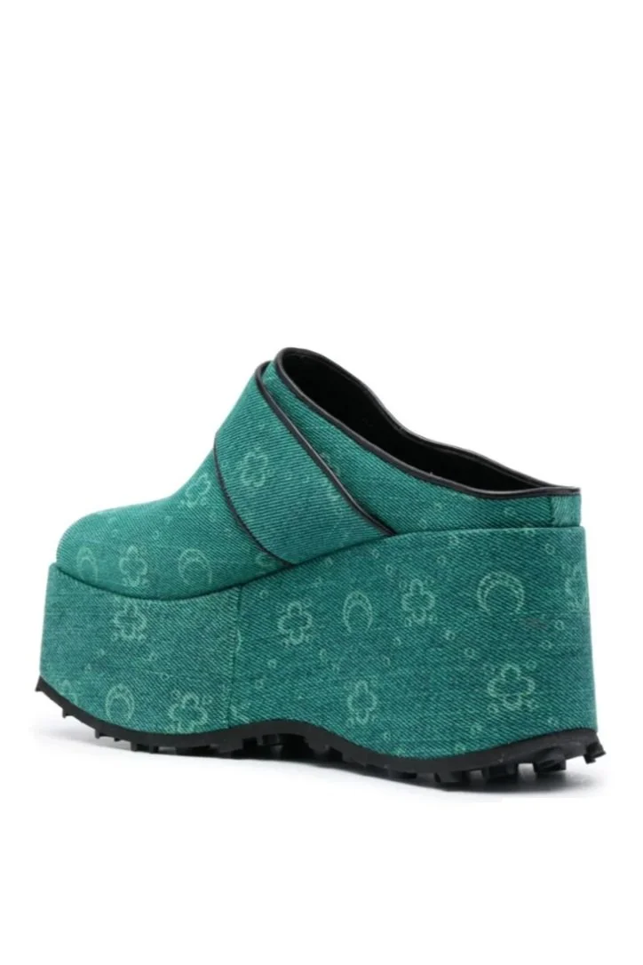 MARINE SERRE Regenerated Denim Moonogram Clogs