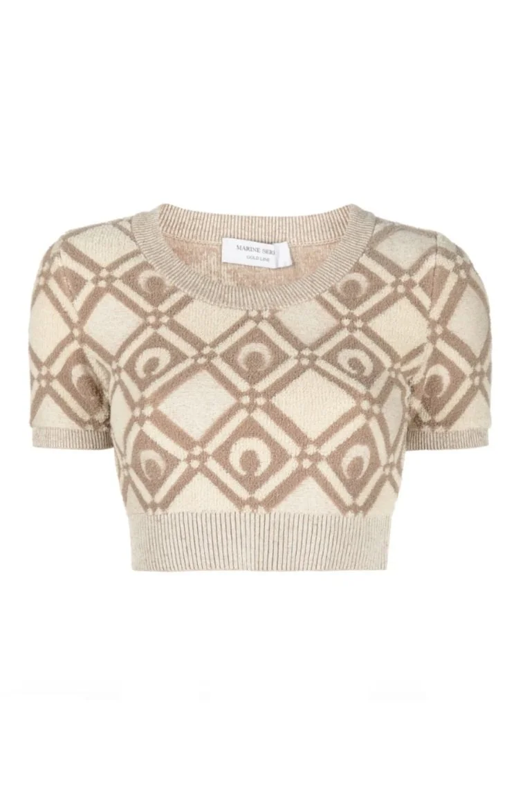 MARINE SERRE Jacquard Knit Crop Top