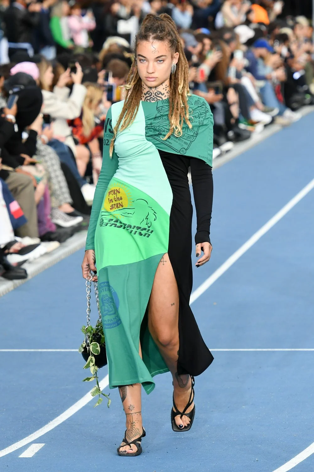 Marine Serre Regenerated Graphic T-Shirt Dress  SLOW WAVES