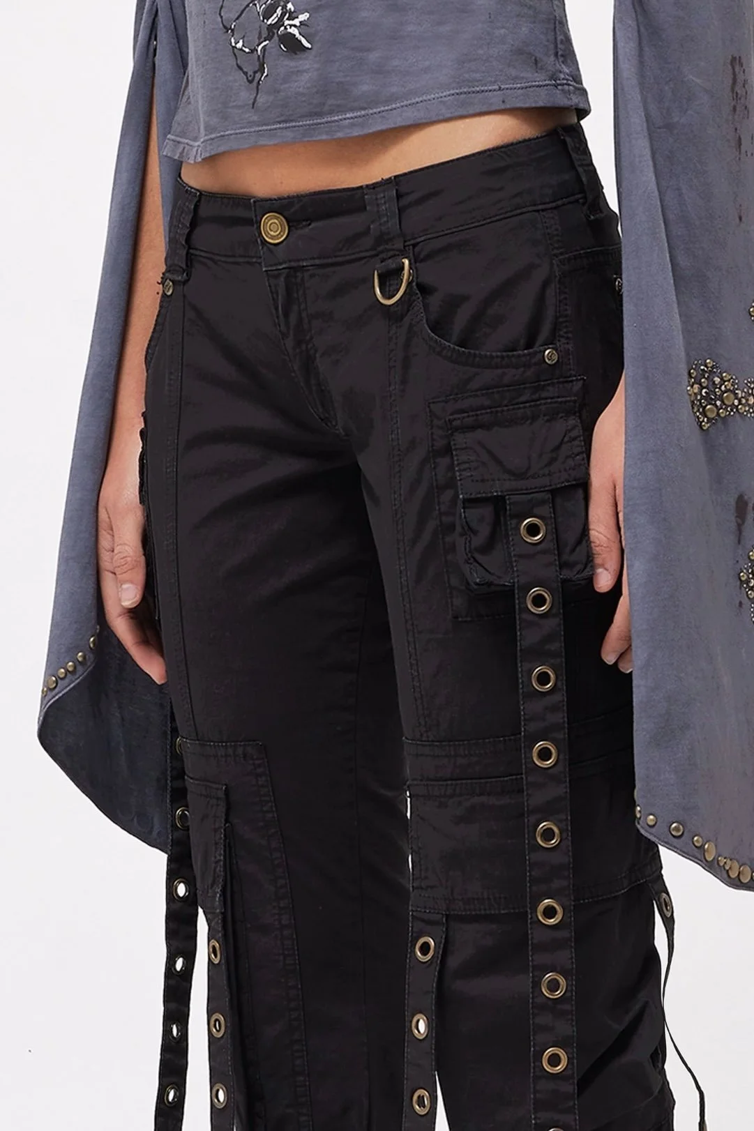 BLUMARINE Black Flared Cargo Pants