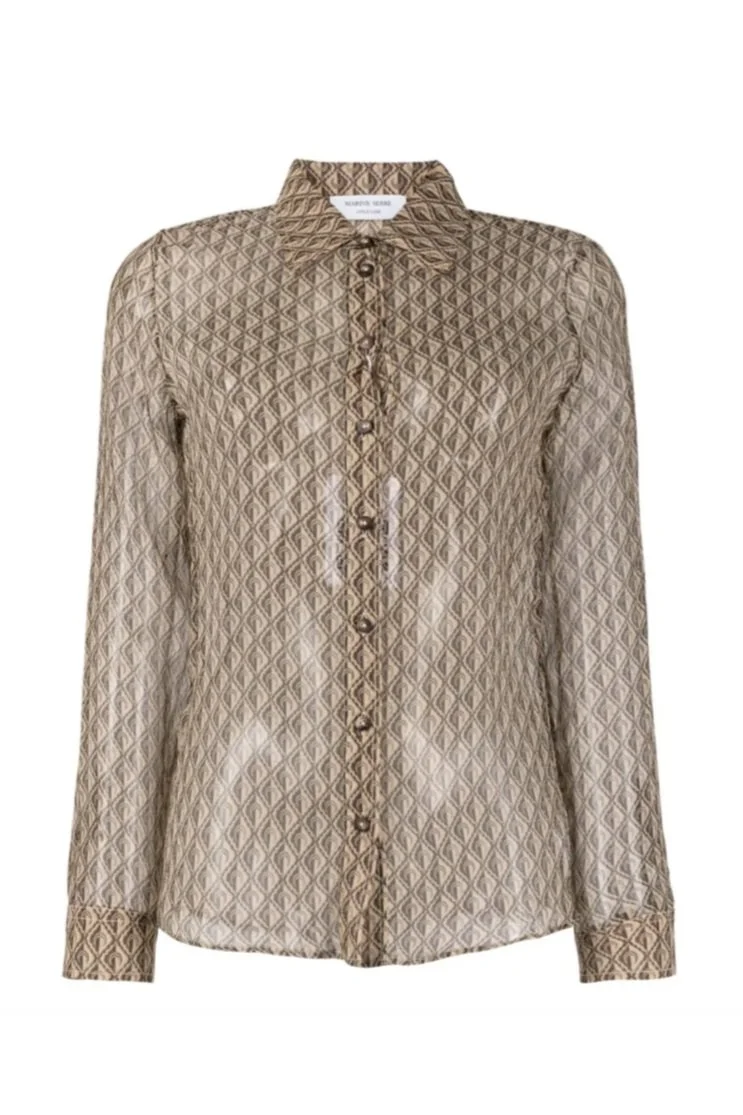 MARINE SERRE Moon Diamant Silk Crepon Shirt
