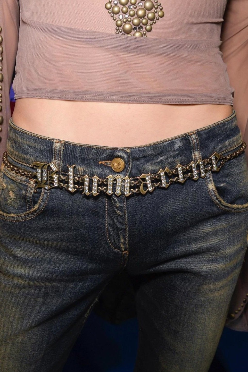 BLUMARINE Crystal Logo Belt
