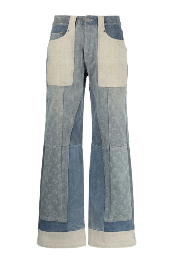 MARINE SERRE Regenerated Denim Wide Leg Jeans