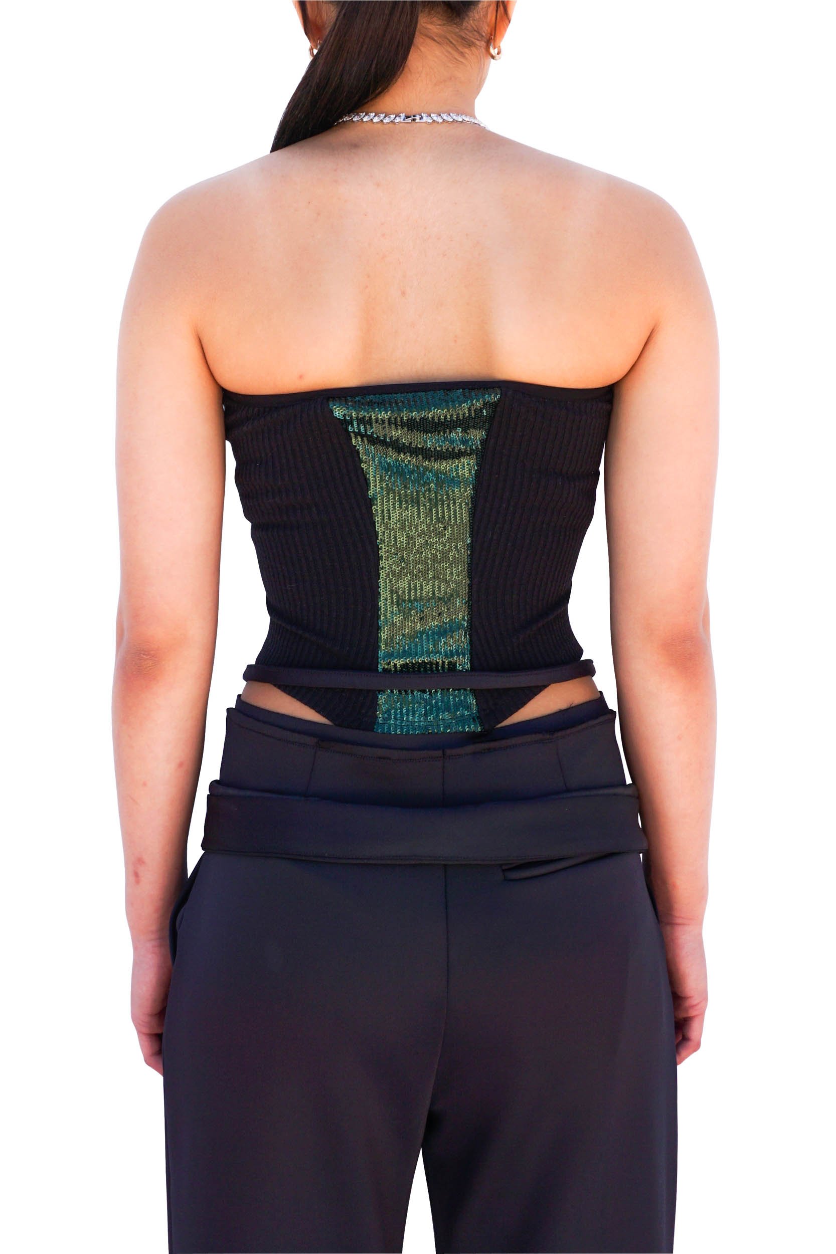 OTTOLINGER Deconstructed Sequin Corset Top