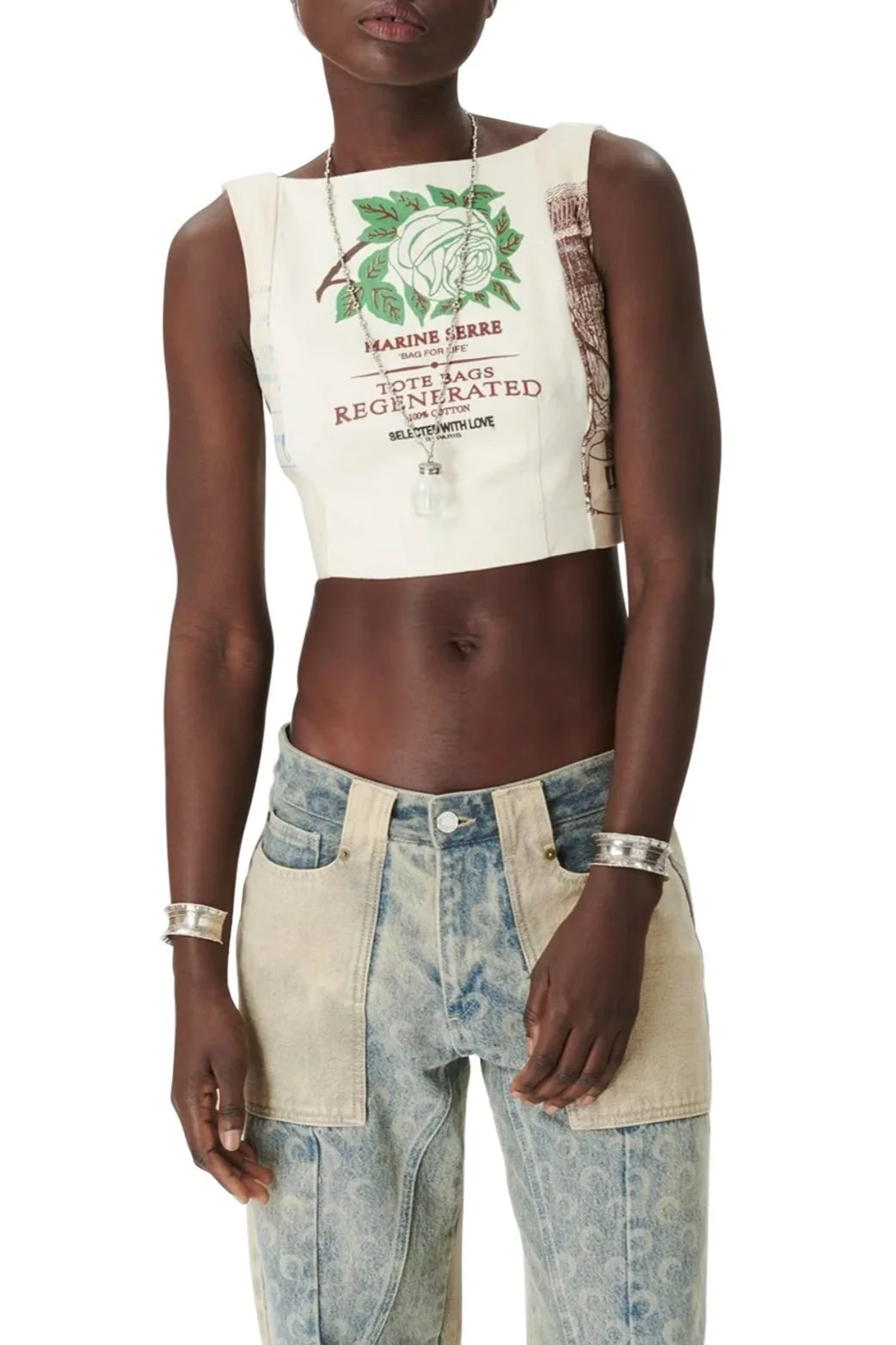 MARINE SERRE Regenerated Tote Bag Bustier Top