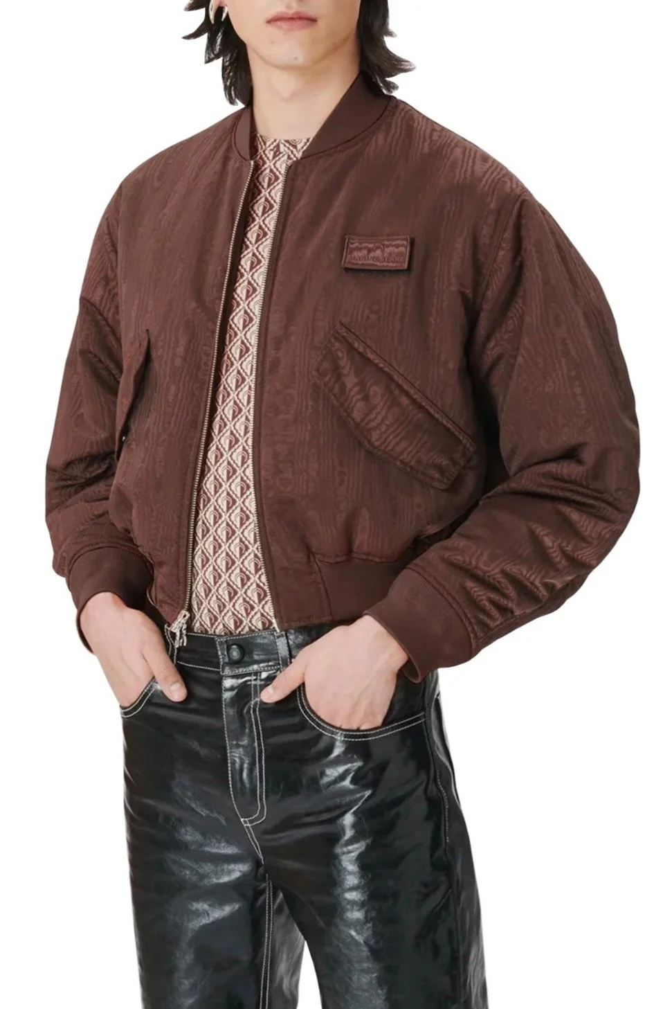 MARINE SERRE Reversible Moire Bomber Jacket