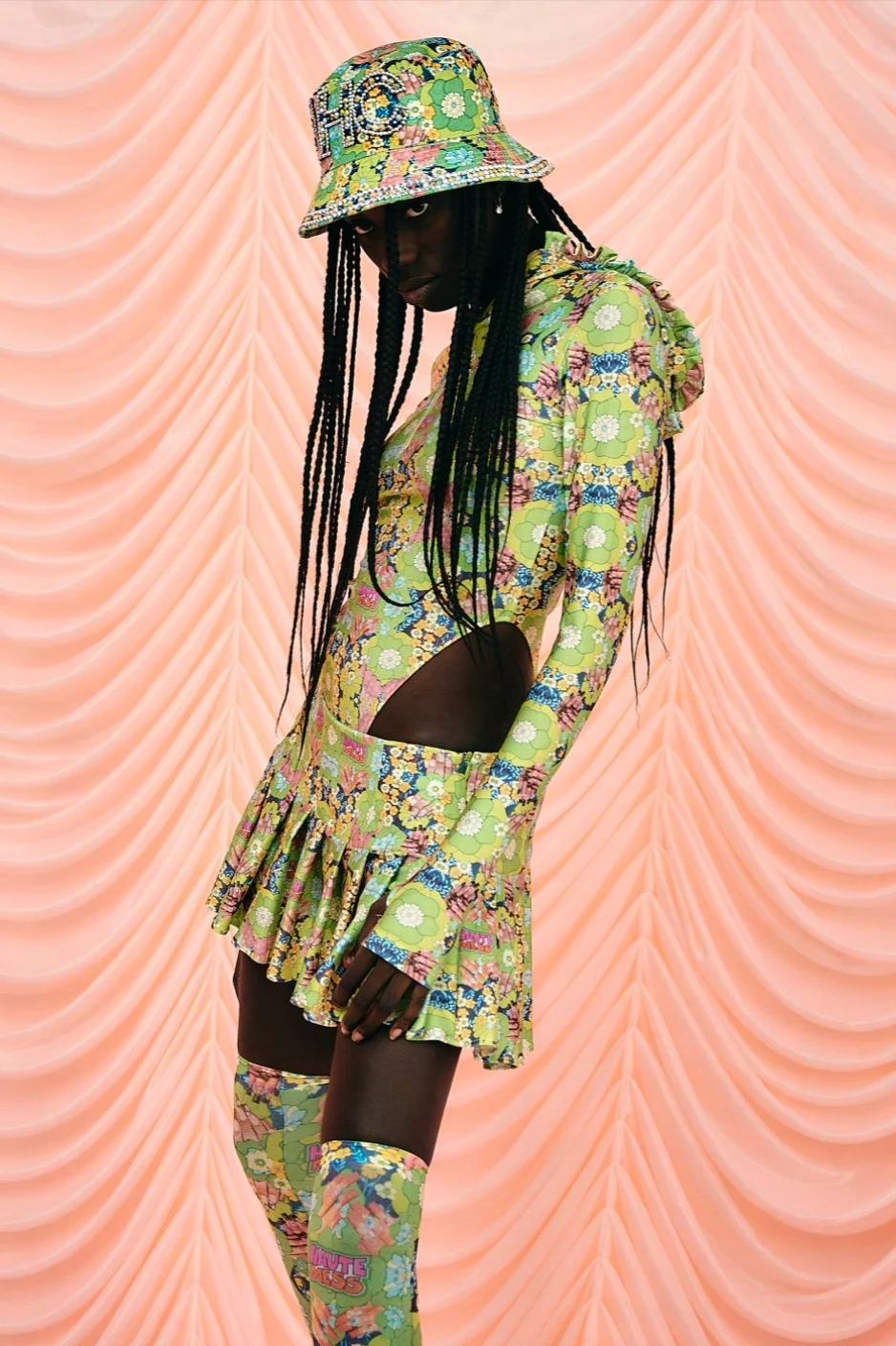 ADRIANA HOT COUTURE Hooded Bodysuit, Haute Mess