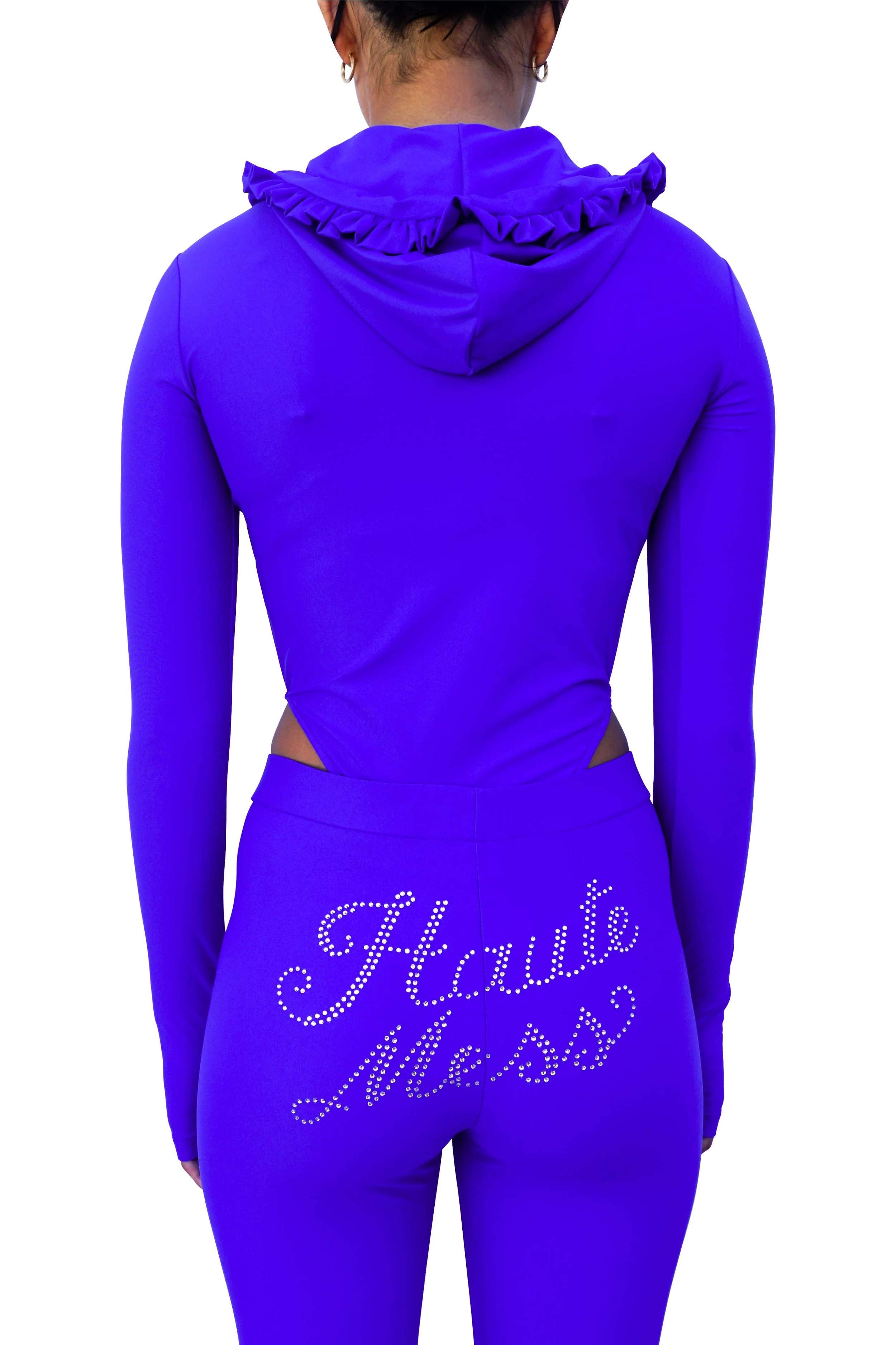 ADRIANA HOT COUTURE Hooded Bodysuit, Blue