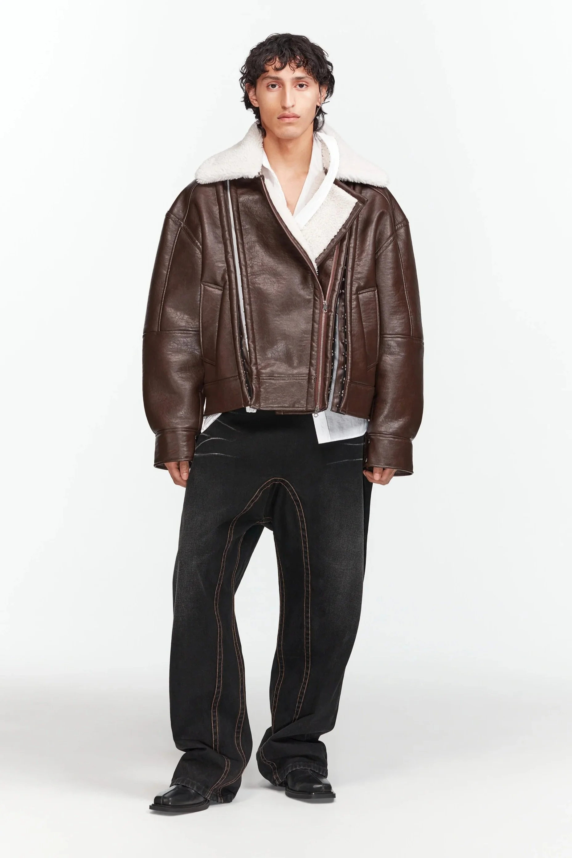 Y/PROJECT Hook and Eye Shearling Jacket