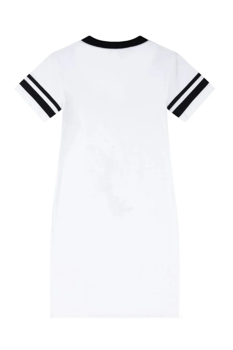 green emerald velvet dress Fitted T-Shirt Dress In Ivory – Victoria Beckham UK main image 1