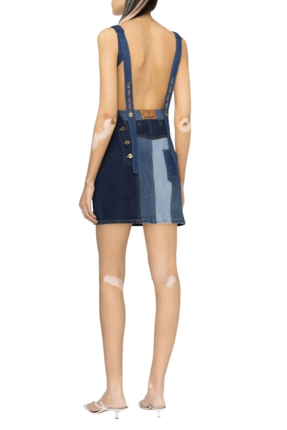 Marine Serre Regenerated Denim Mini Dress  SLOW WAVES