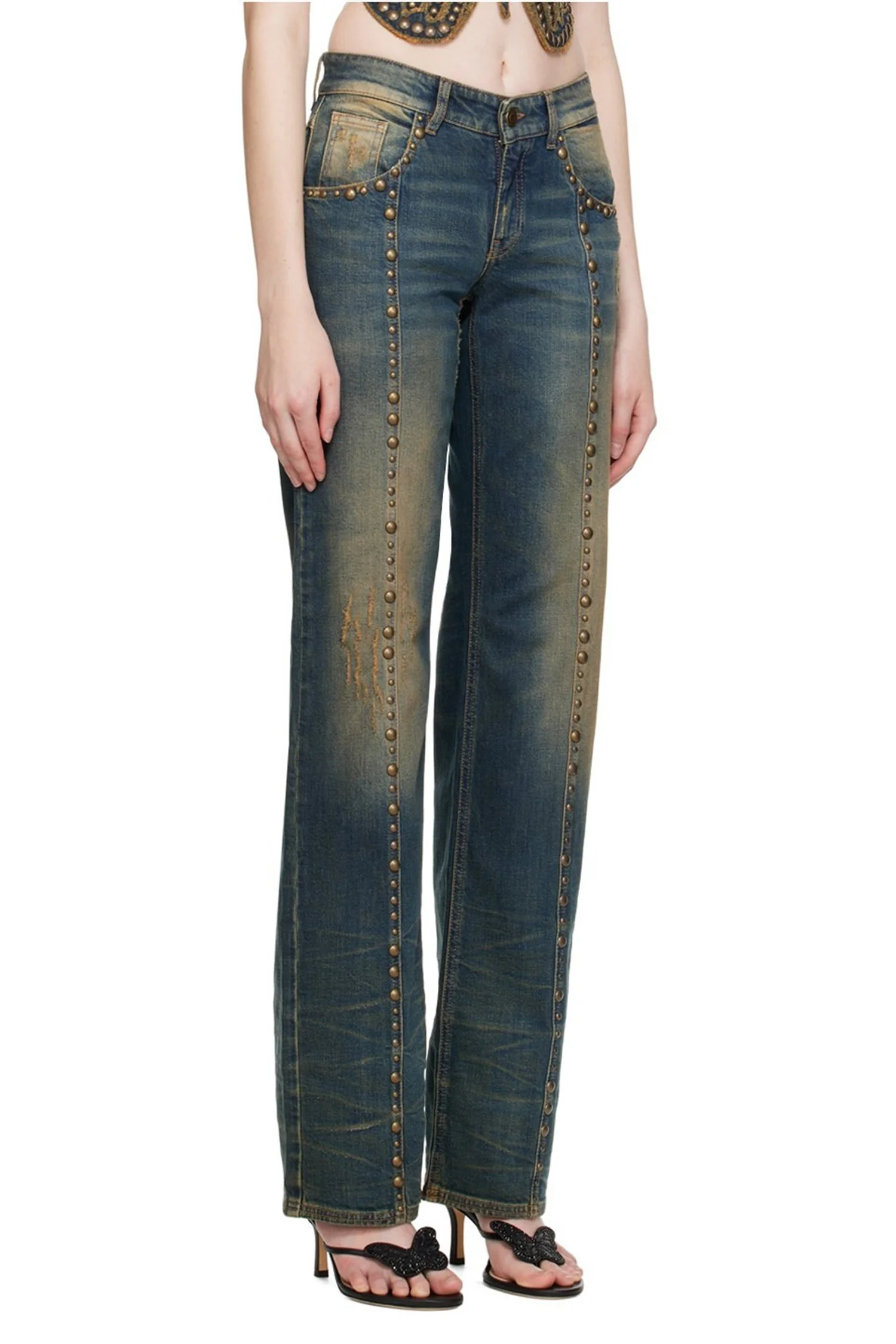 BLUMARINE Studded Boyfriend Jeans