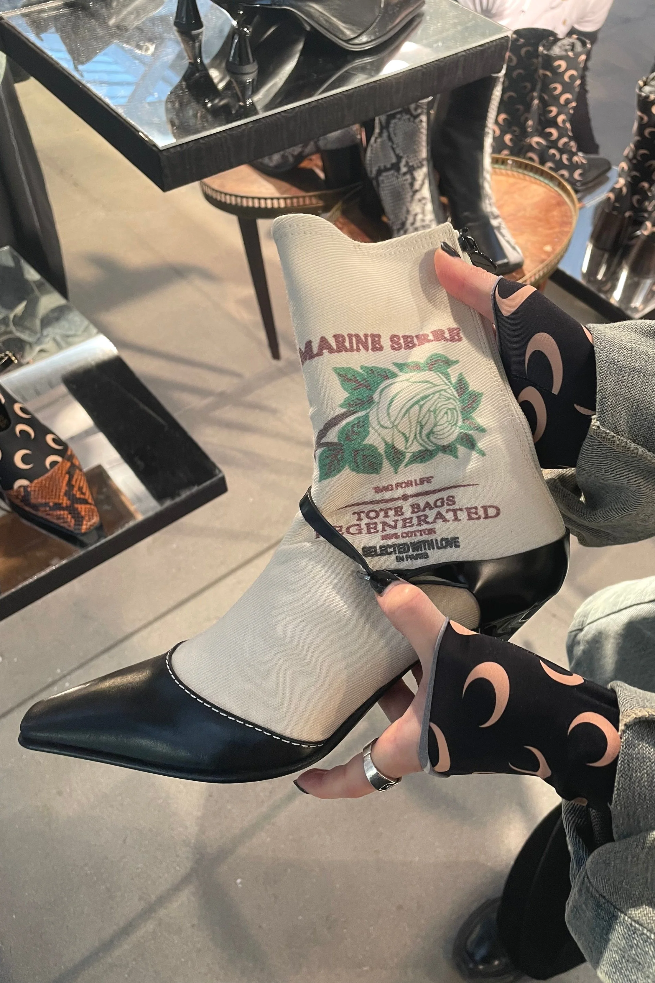 MARINE SERRE Tote Bag Ankle Boots