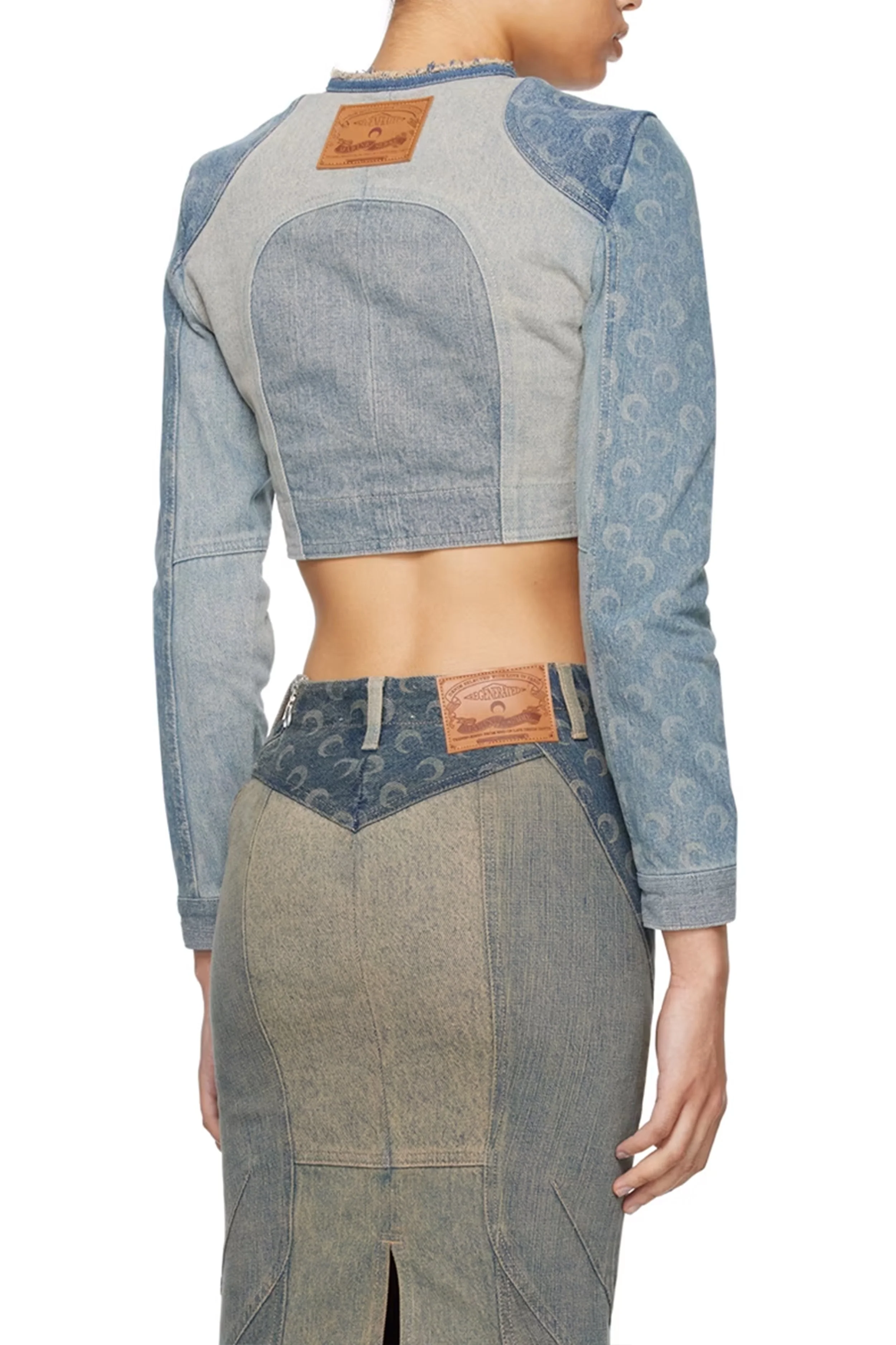 MARINE SERRE Regenerated Denim Cropped Jacket