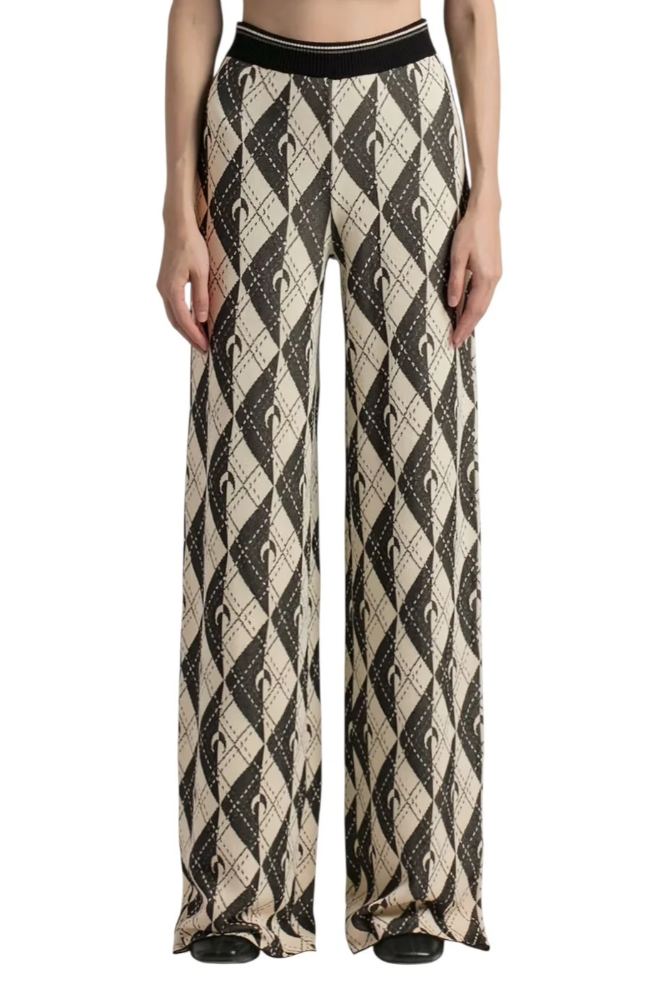 MARINE SERRE Royal Moon Carreaux Knit Pants