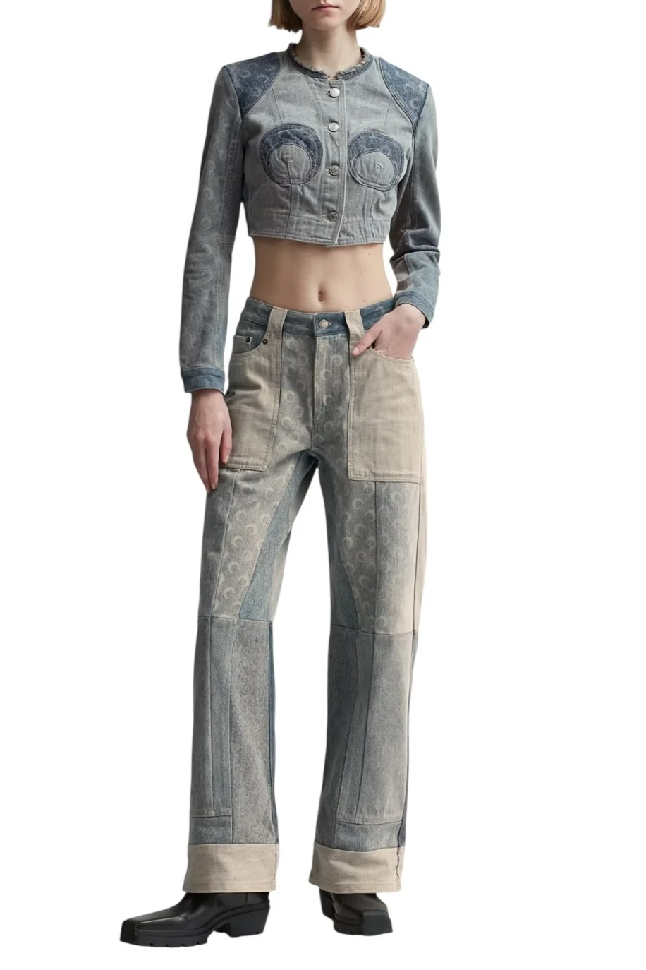 MARINE SERRE Regenerated Denim Cropped Jacket