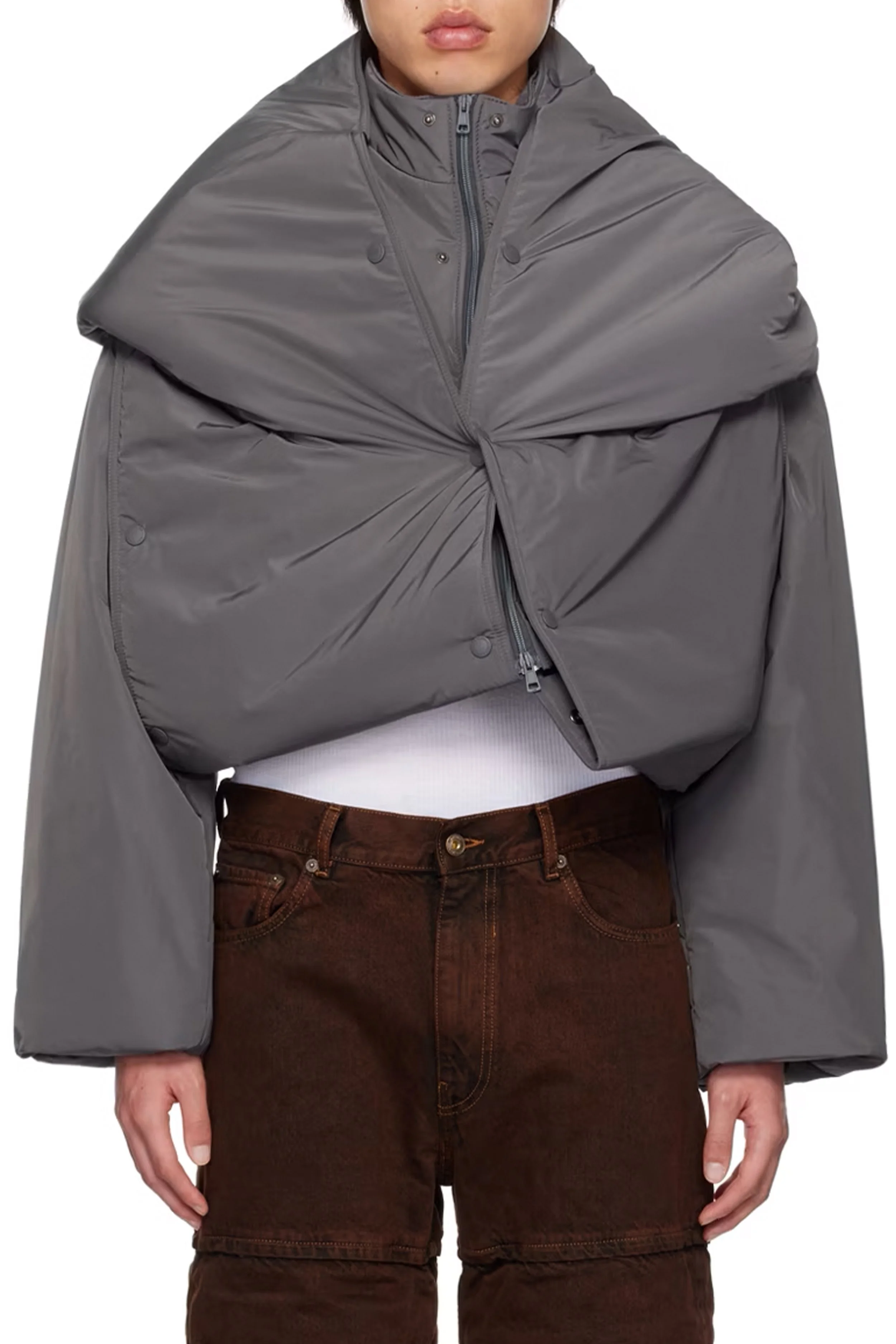 Y/PROJECT Snap Off Panel Hood Cropped Puffer