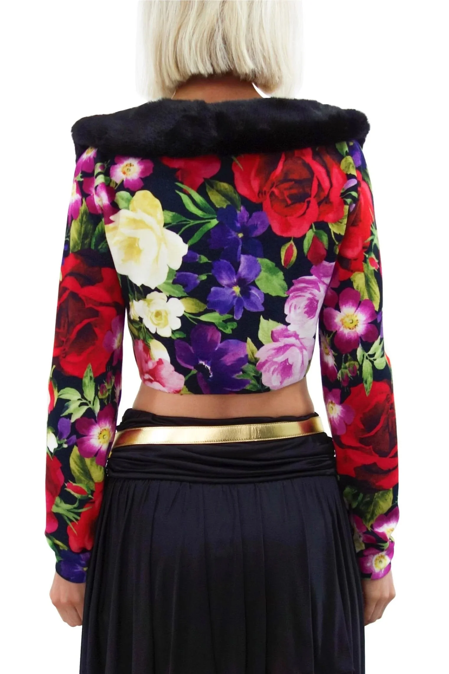 BLUMARINE Printed Eco-Fur Collar Cardigan