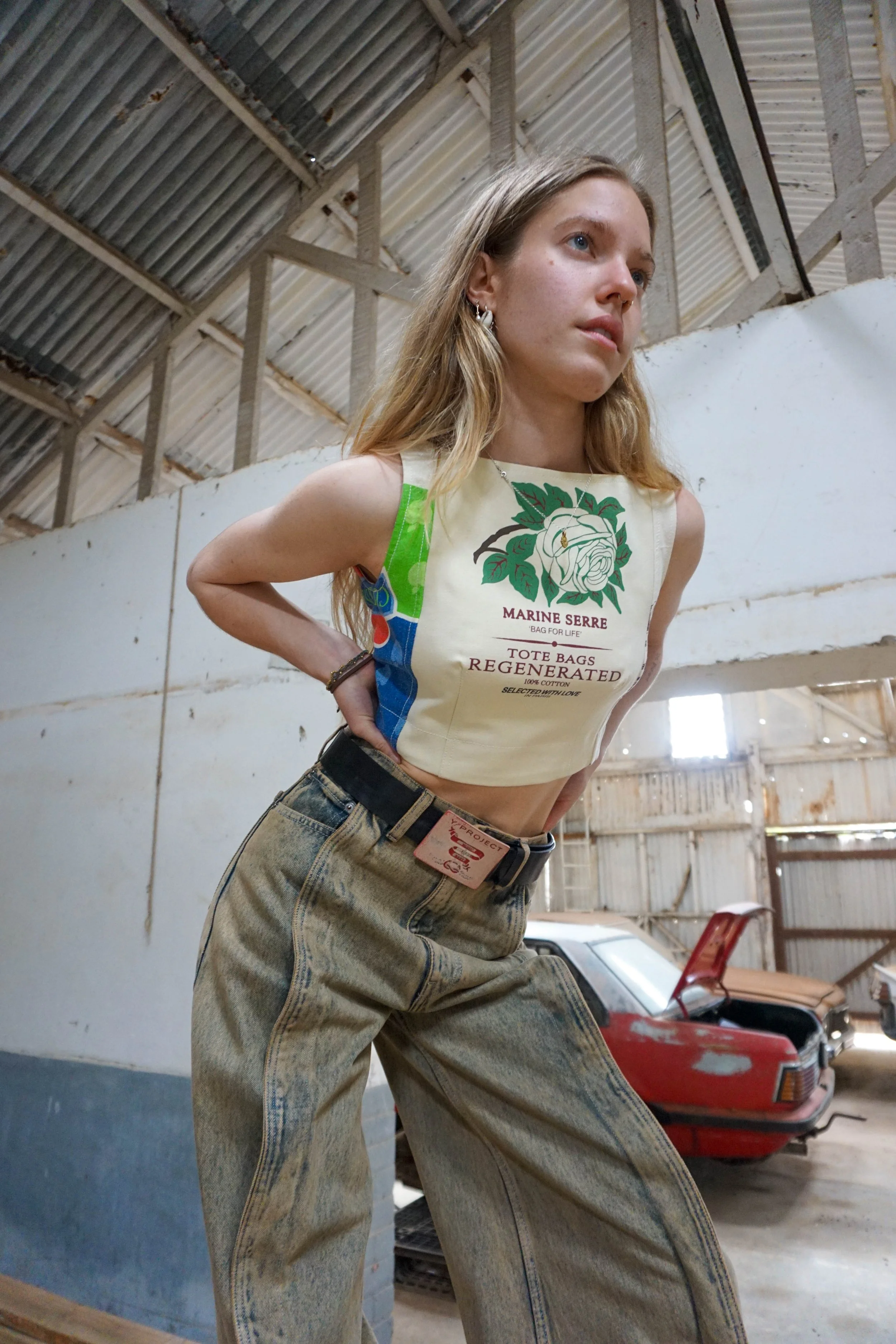 MARINE SERRE Regenerated Tote Bag Bustier Top