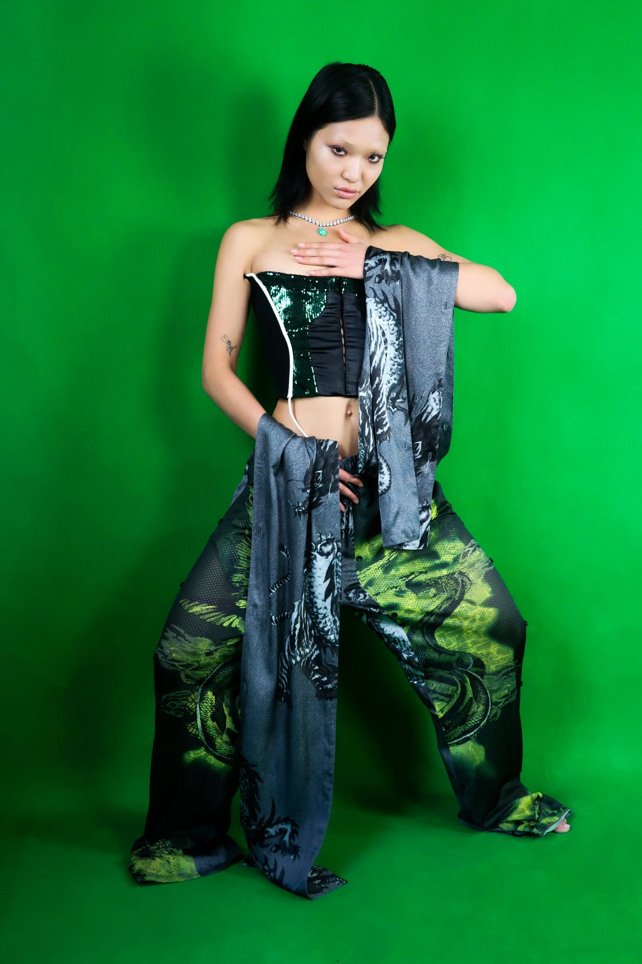 Y/PROJECT Button Panel Dragon Track Pants