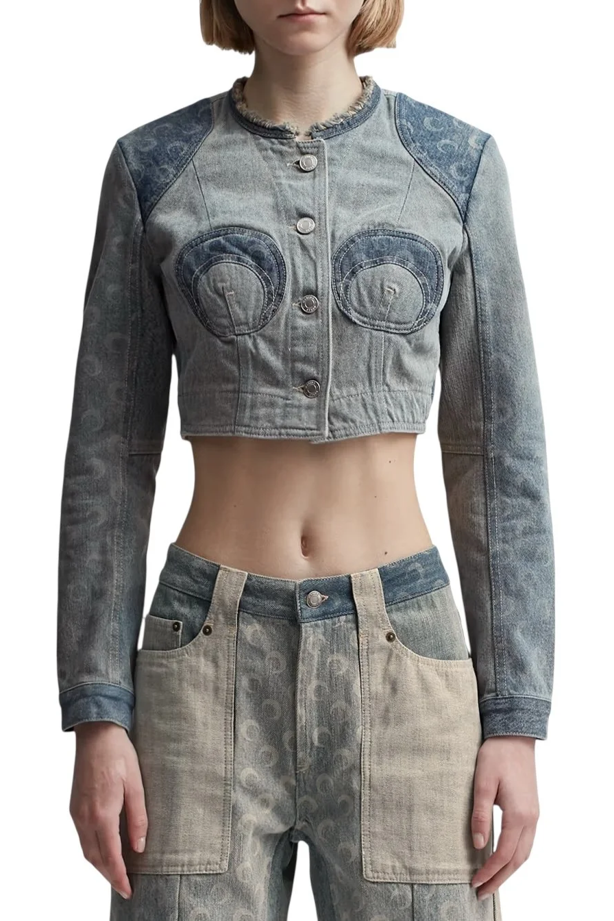 MARINE SERRE Regenerated Denim Cropped Jacket