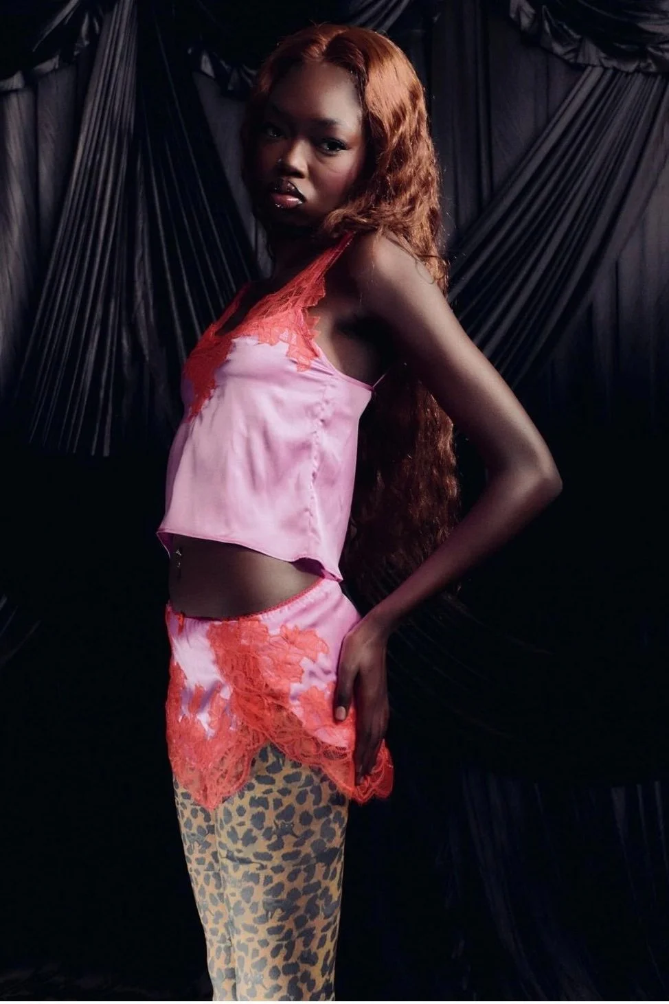 ADRIANA HOT COUTURE Satin Lace Top