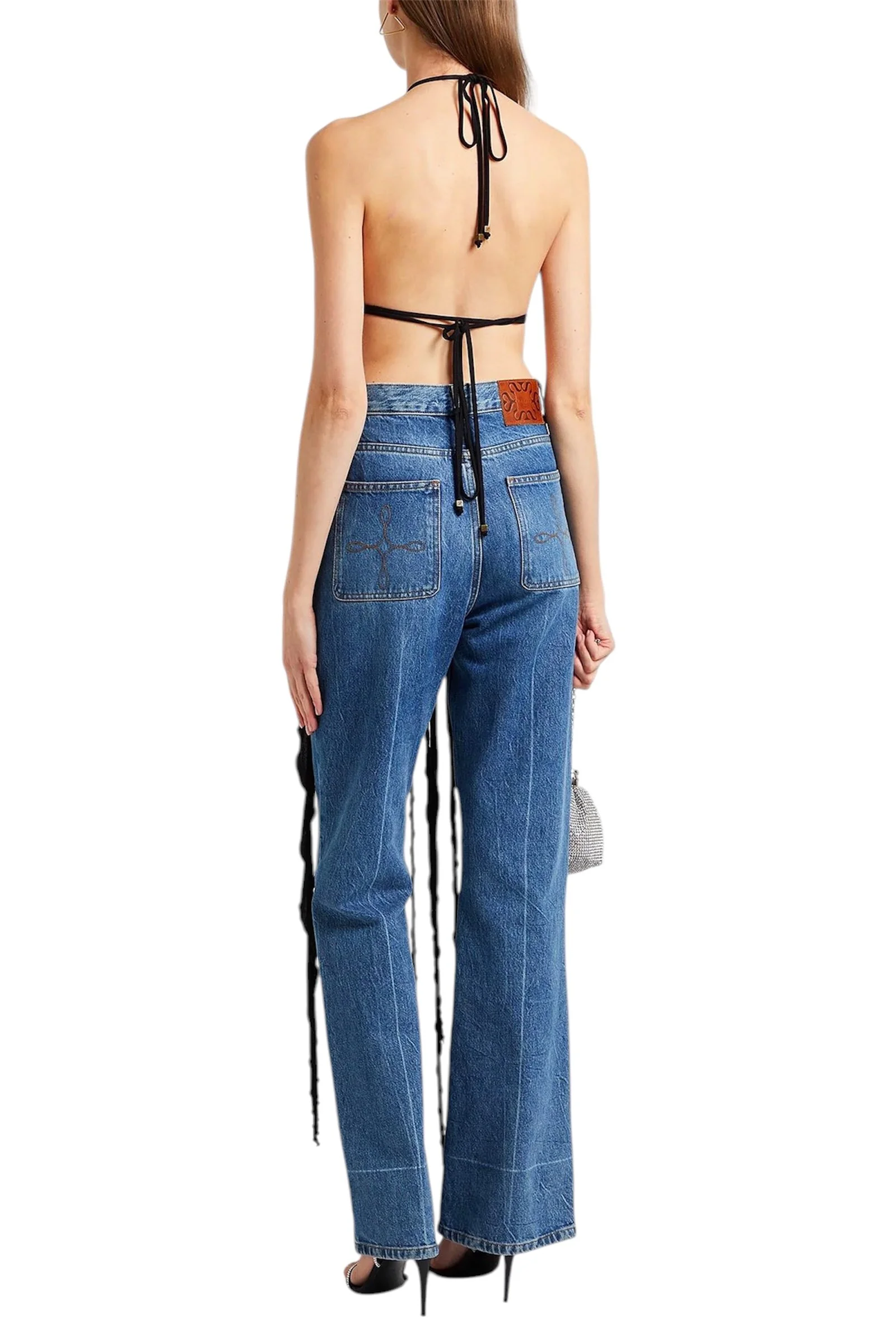 BLUMARINE Black Ruffled Halter Top