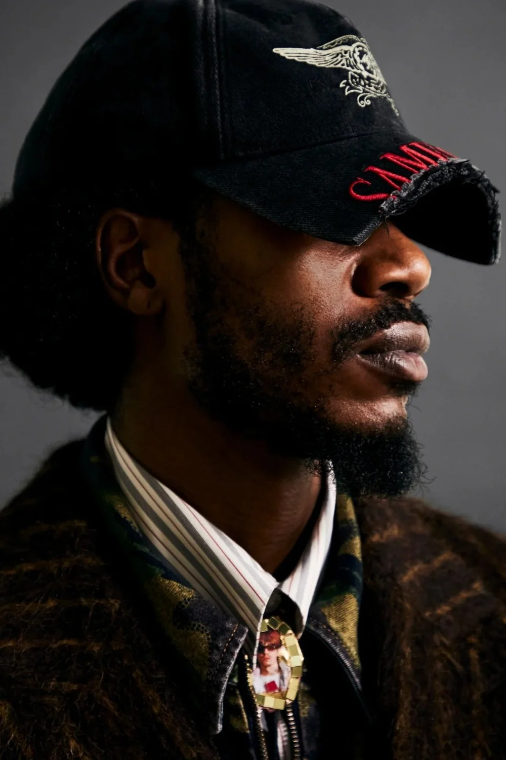 Martine Rose Cut Peak Back Cap, Black — SLOW WAVES
